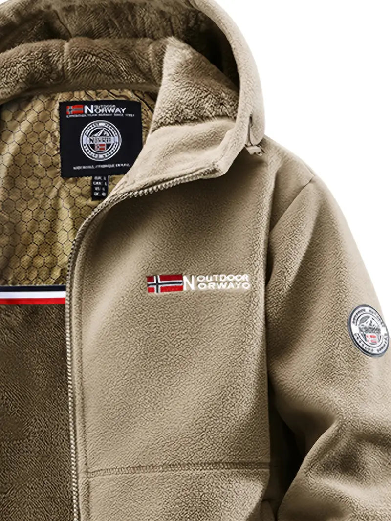 Men's hooded fleece jacket with full zip and zipped pockets