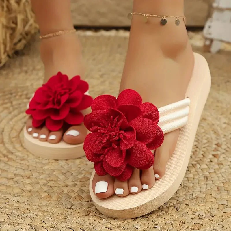 Women's Floral Slide Sandals Mid Heel