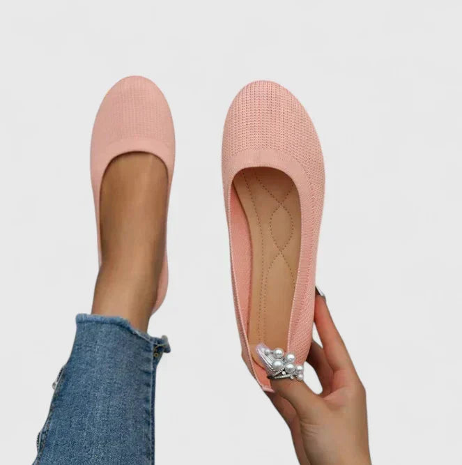 Women's Flats Knit Slip-On Round Toe - Pink