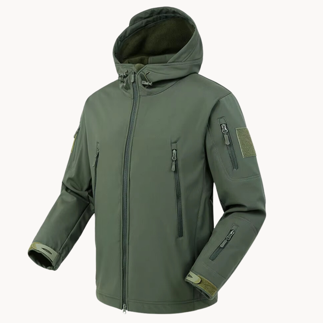 Men's Tactical Jacket Hooded Fleece-Lined Softshell