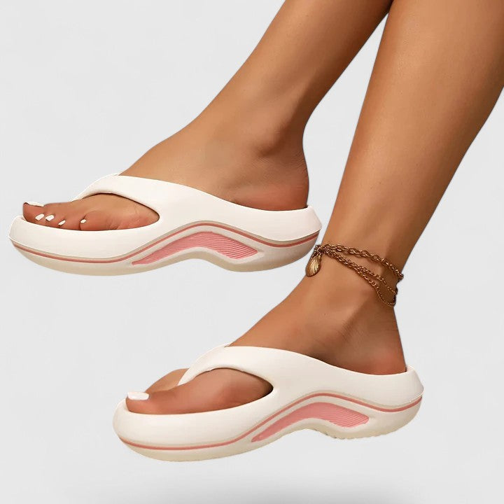 Women's Flip Flop Sandals Chunky Platform Toe-Post - Blush Pink