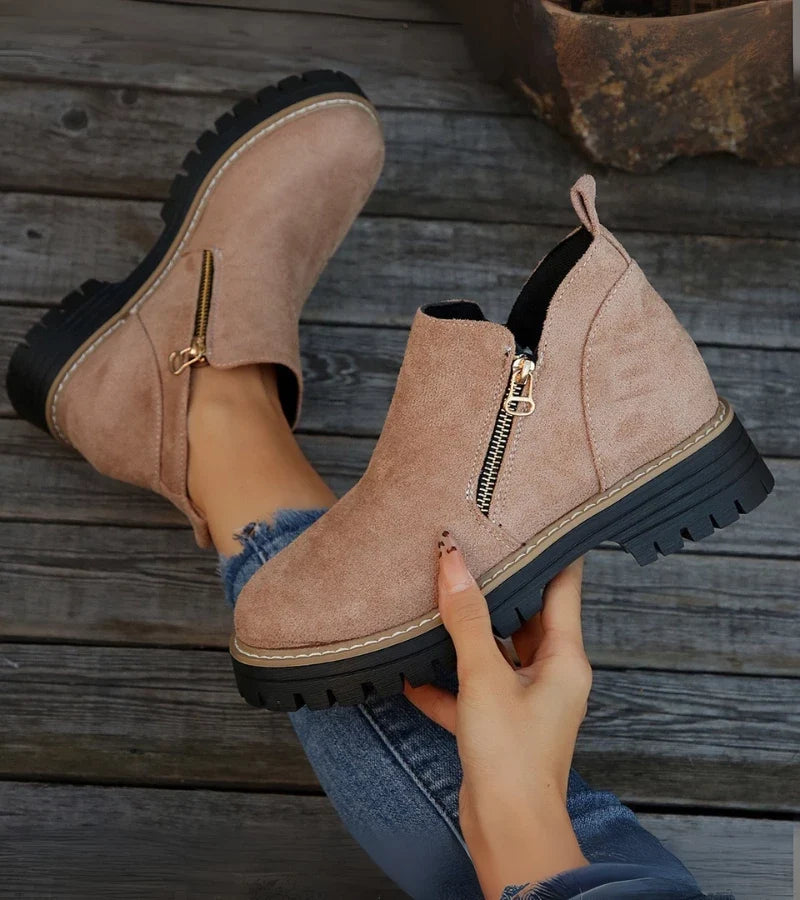 Women's ankle boots with side zips and chunky lug soles