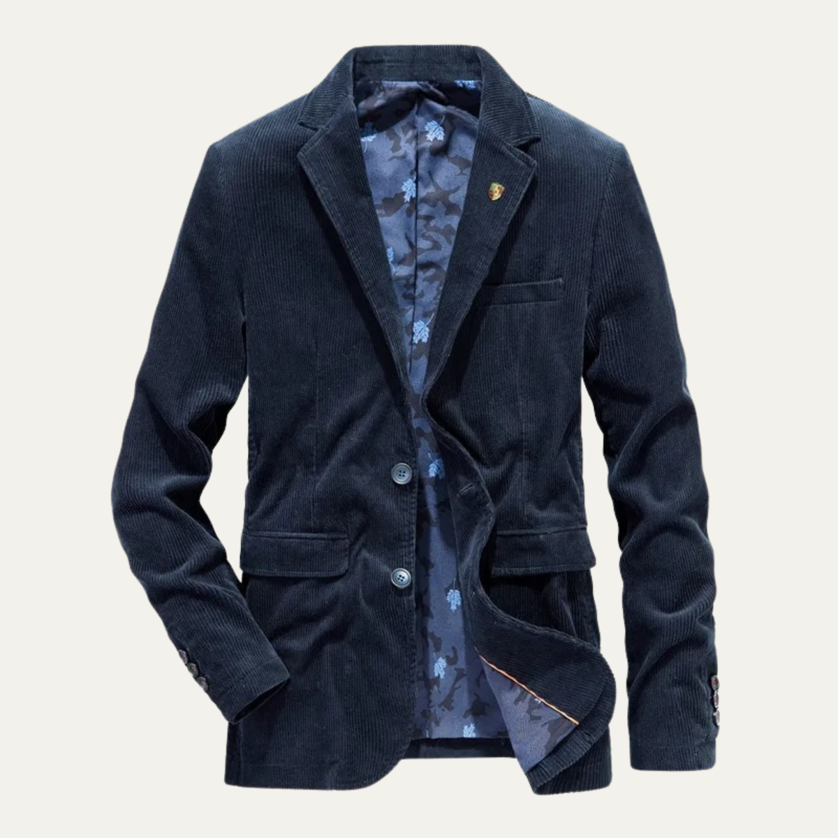 Men's corduroy blazer with notch lapels, button fastening and flap pockets