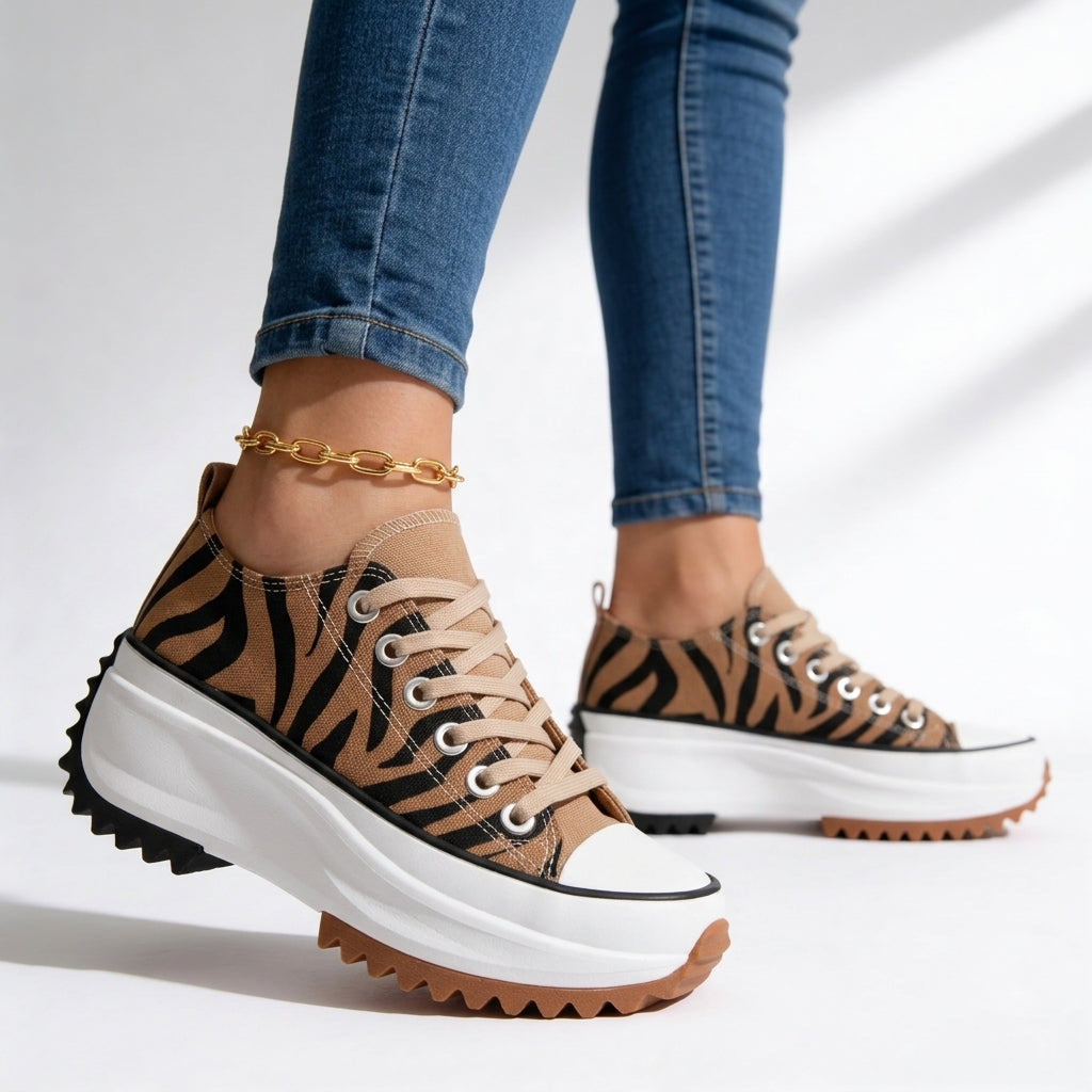 Women's platform trainers with lace-up front and chunky ridged sole