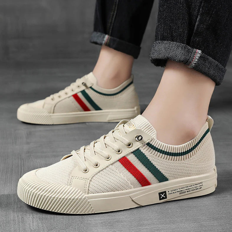 Men’s Knit Stripe Trainers | Lace-Up Casual Shoes