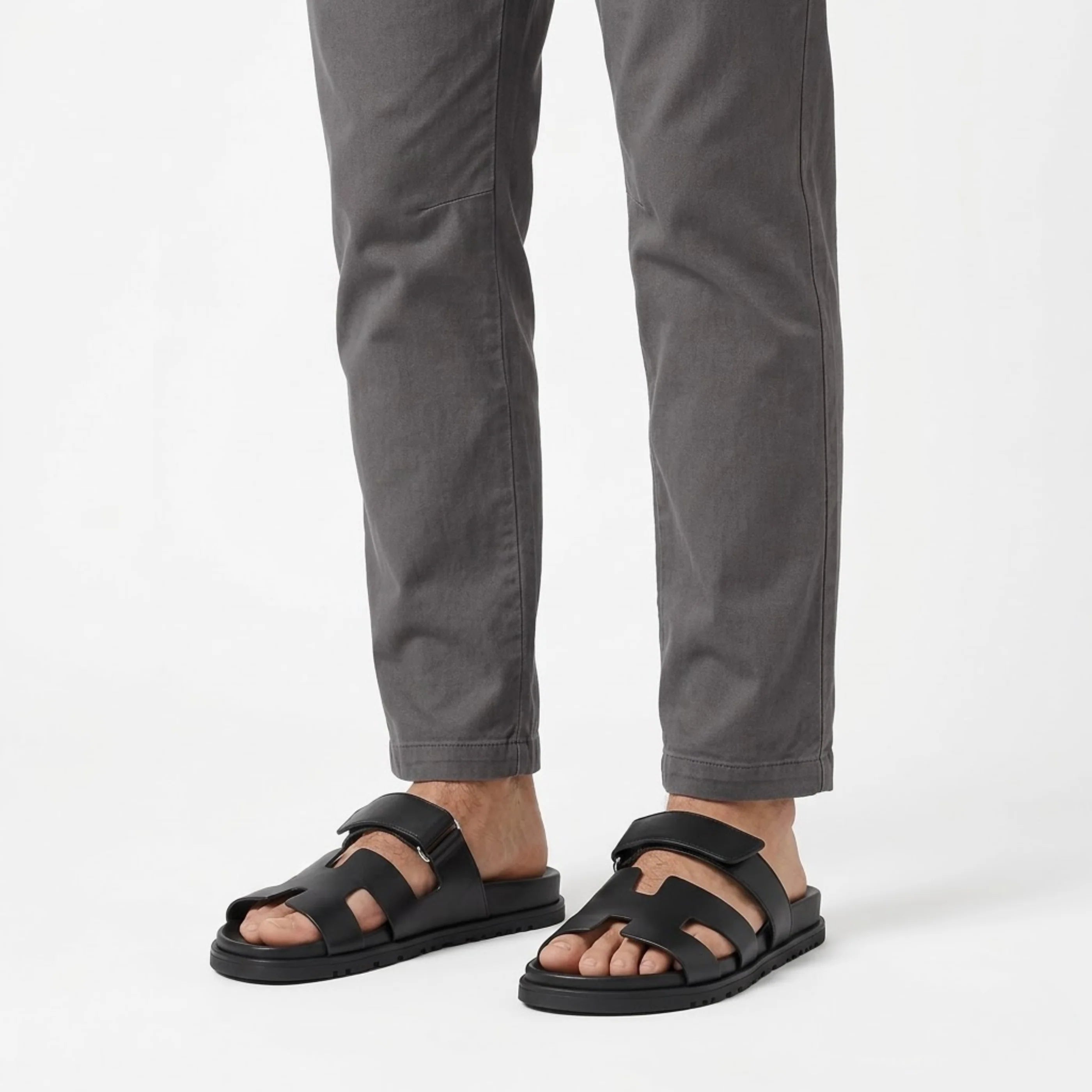 Women’s Leather Slide Sandals | Cut-Out Flat Mules