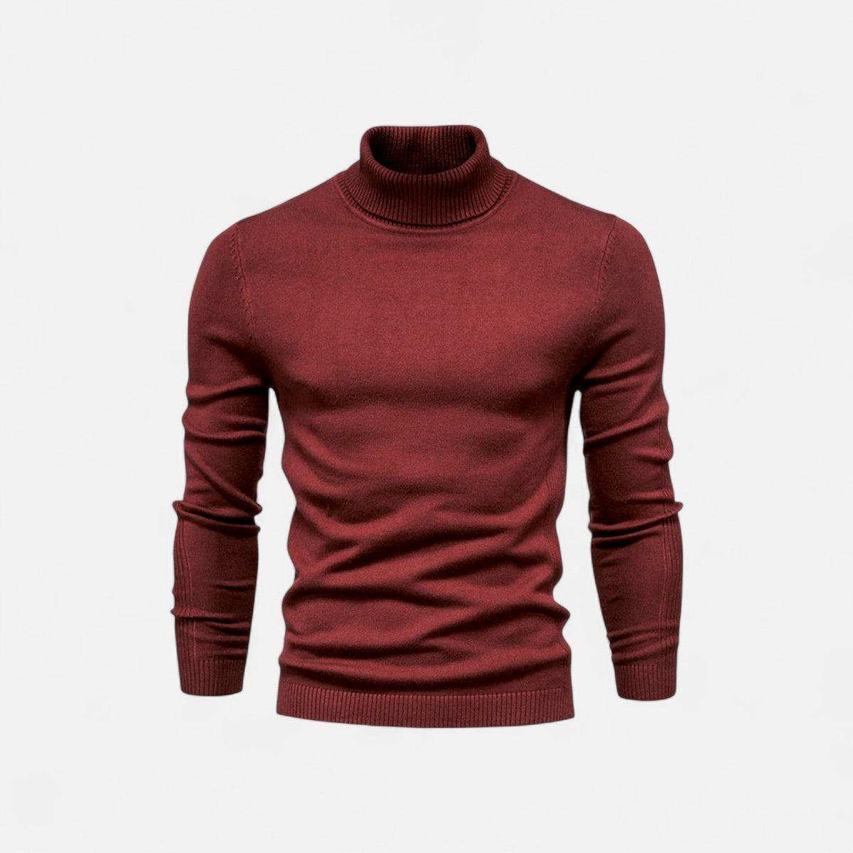 Men's ribbed turtle neck jumper with long sleeves and slim fit