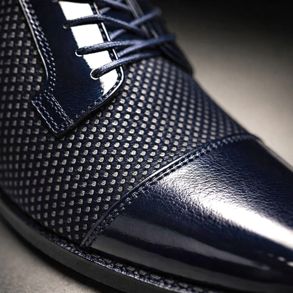 Men's Oxford Shoes Patent Cap Toe Lace-Up - Blue