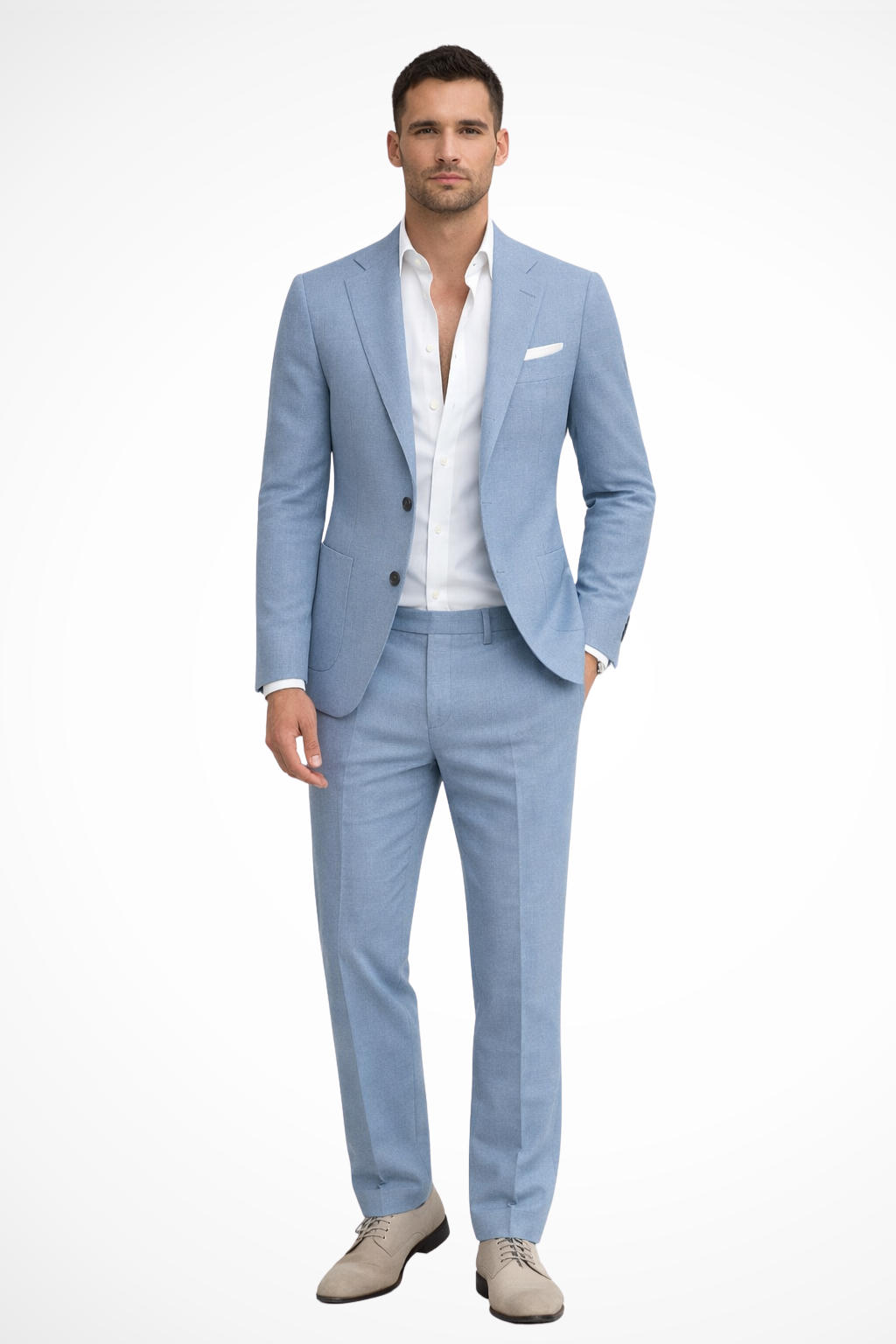 Men's two-piece suit set with notched lapel blazer and matching trousers