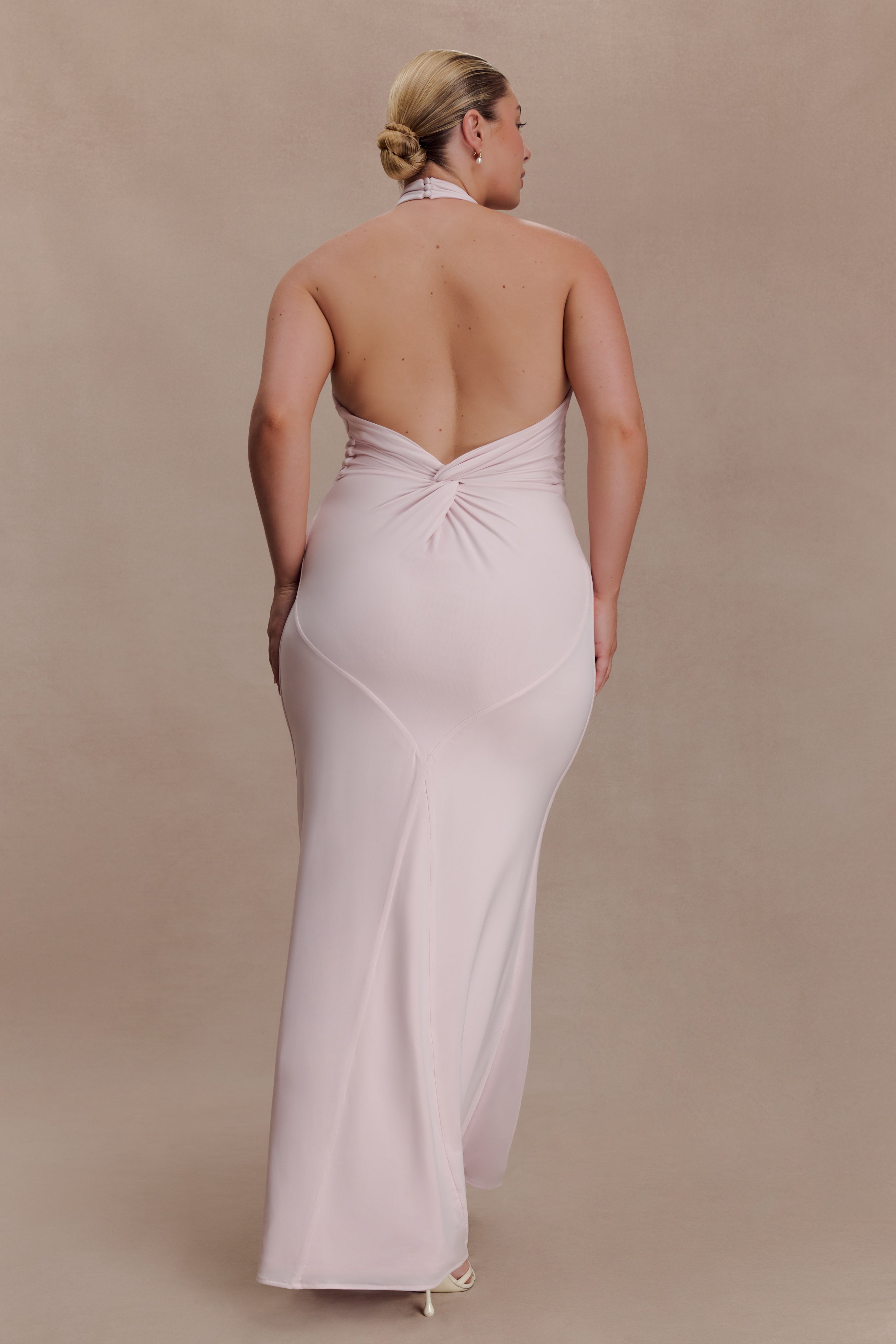 Women’s Slinky Halter Maxi Dress | Open-Back Ruched Bodycon Evening Gown