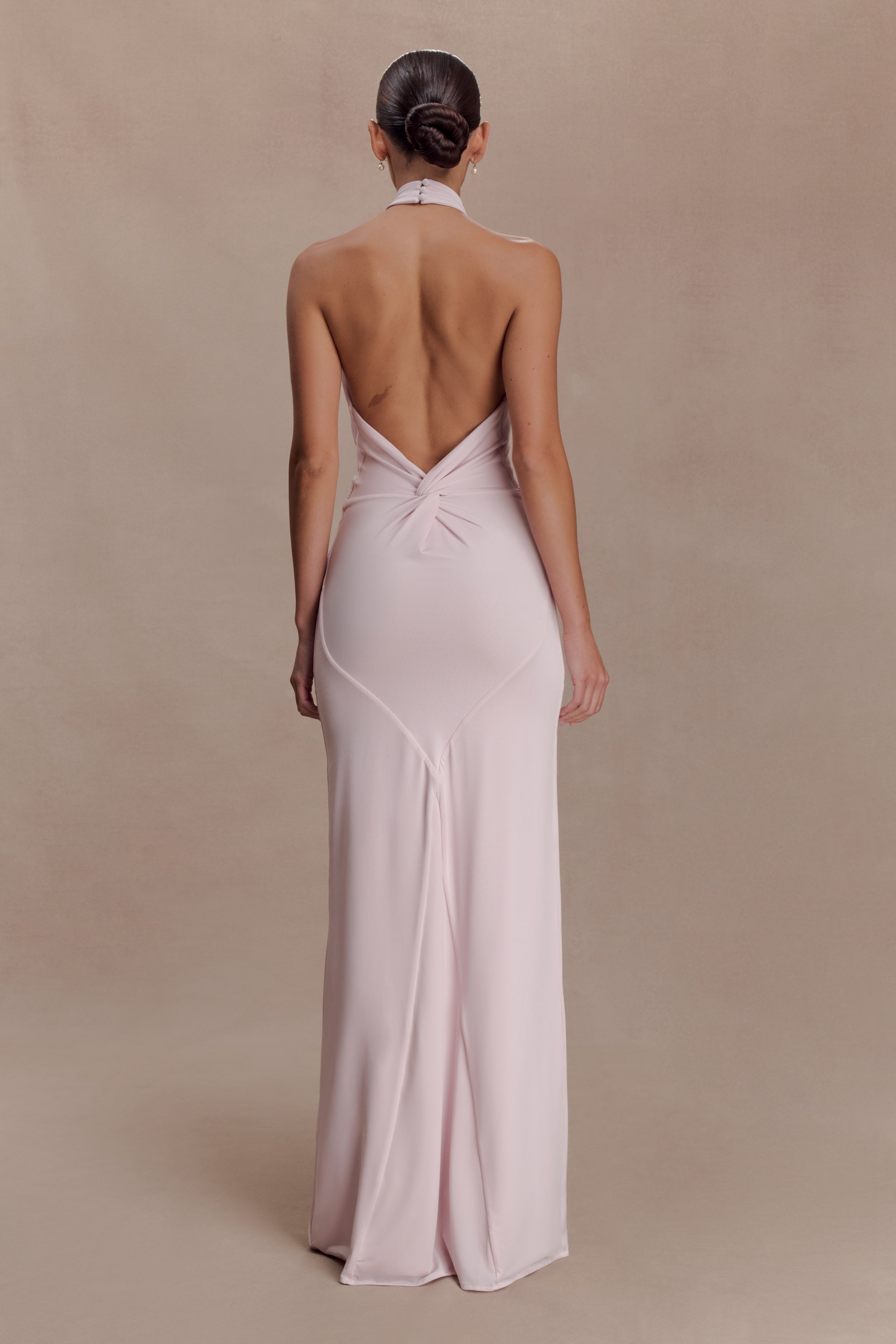Women’s Slinky Halter Maxi Dress | Open-Back Ruched Bodycon Evening Gown