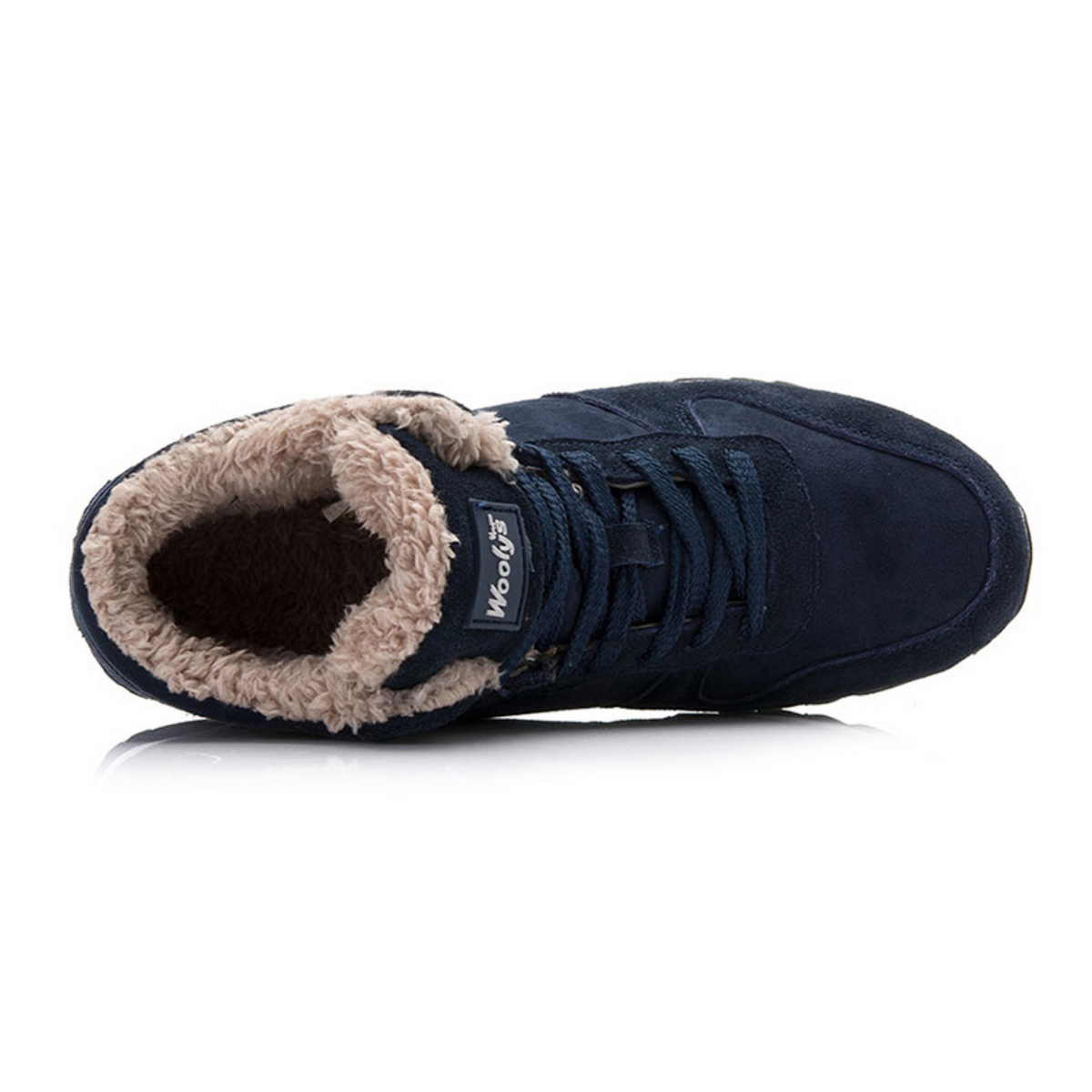 High-top sneaker boots with lace-up fronts, faux-fur collars and contrast soles
