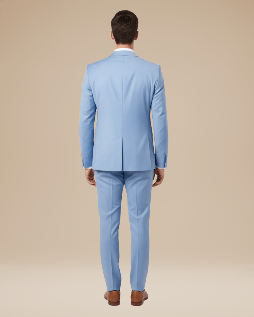 Men's two-piece suit with notched lapel blazer and matching trousers