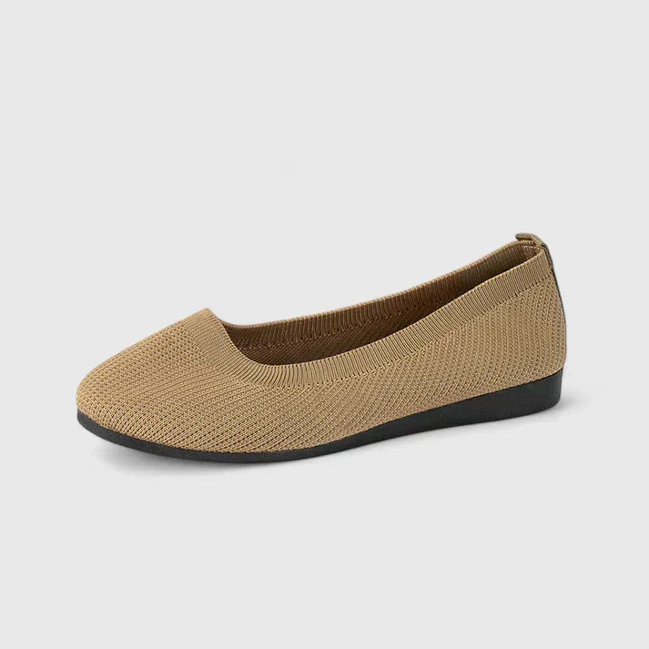 Women's Flats Knit Slip-On Round Toe - Beige
