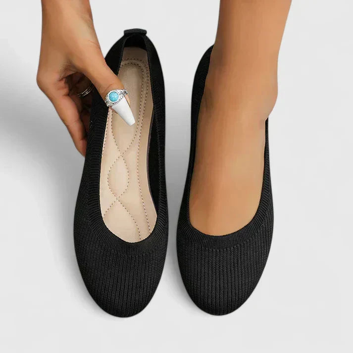 Women's Flats Knit Slip-On Round Toe - Black