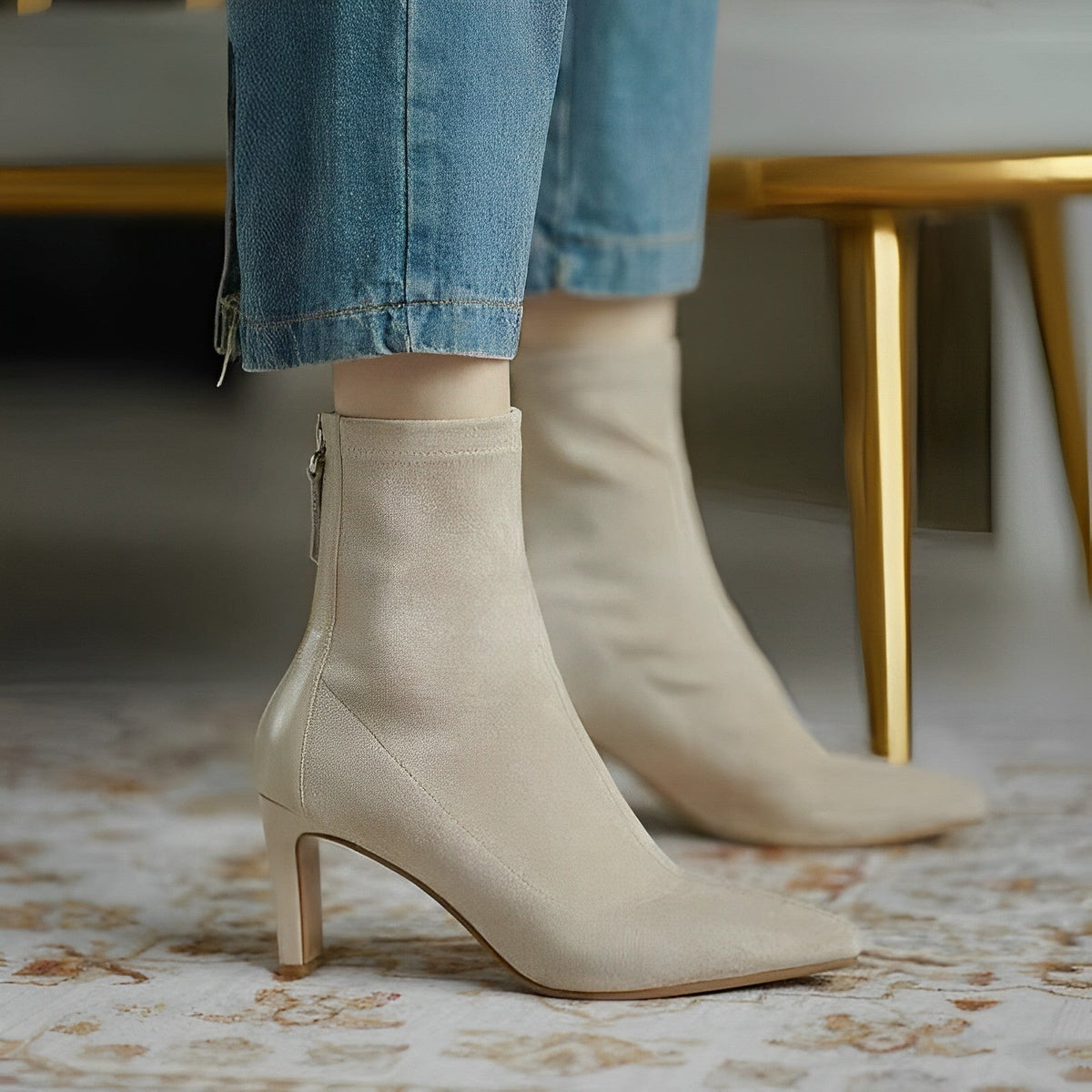 Women's pointed toe ankle boots with high stiletto heels and side zips