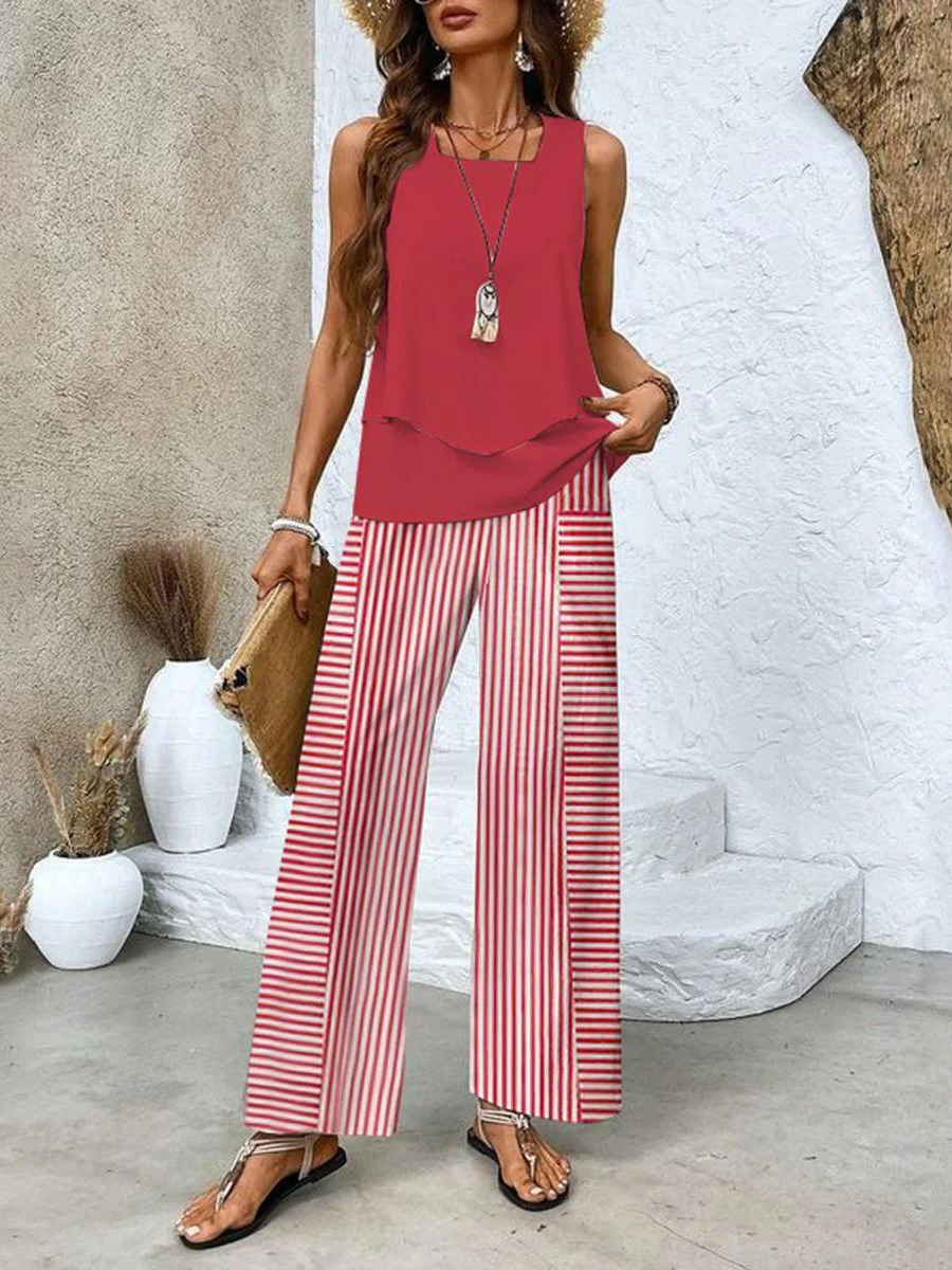 Women’s Sleeveless Co-Ord Set | Printed Holiday Outfit