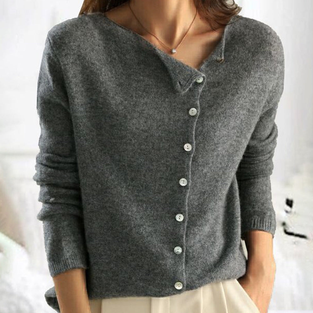 Women's long-sleeved button-front knitted cardigan