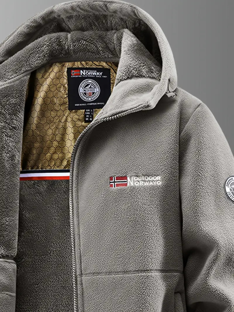 Men's hooded fleece jacket with full zip and zipped pockets