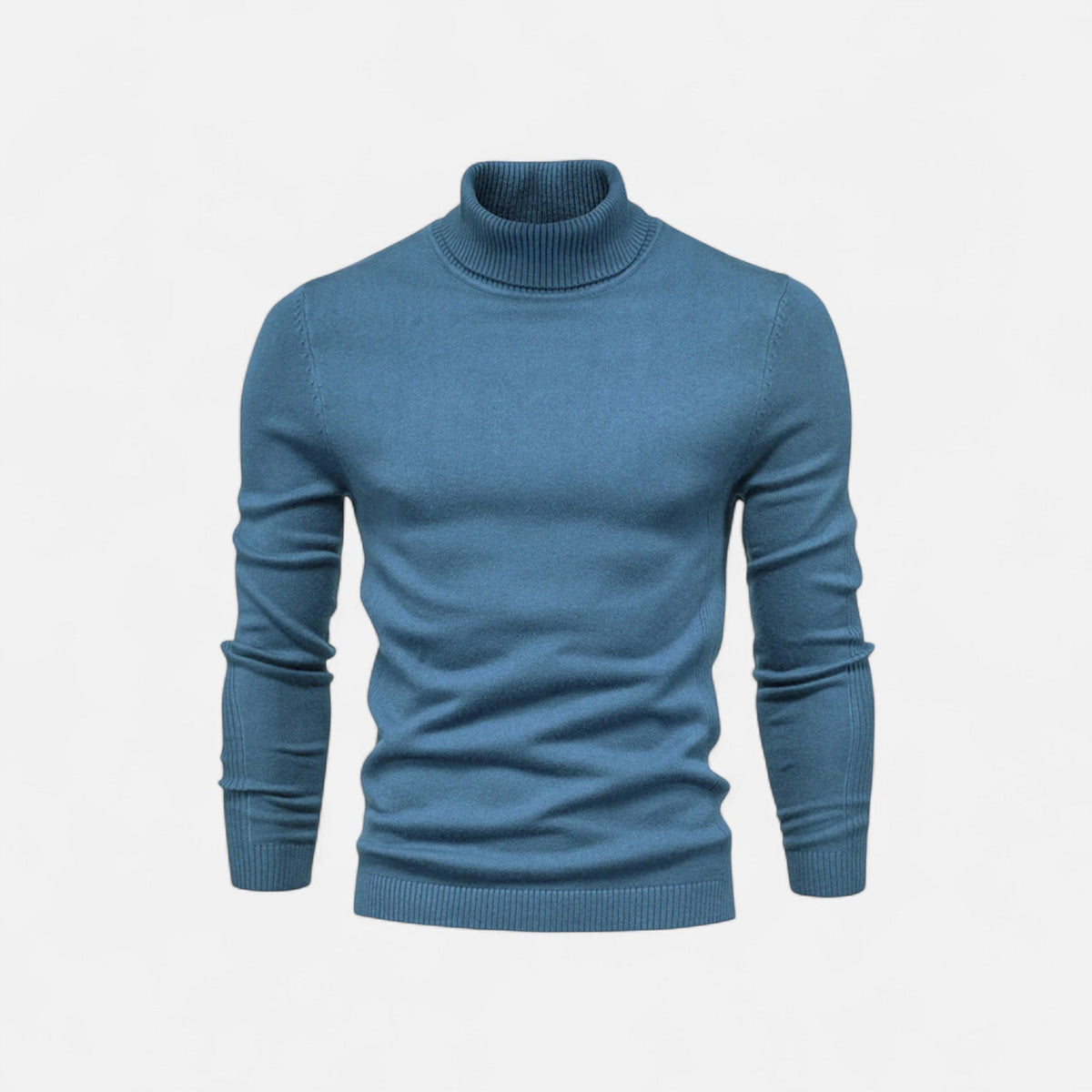 Men's ribbed turtle neck jumper with long sleeves and slim fit
