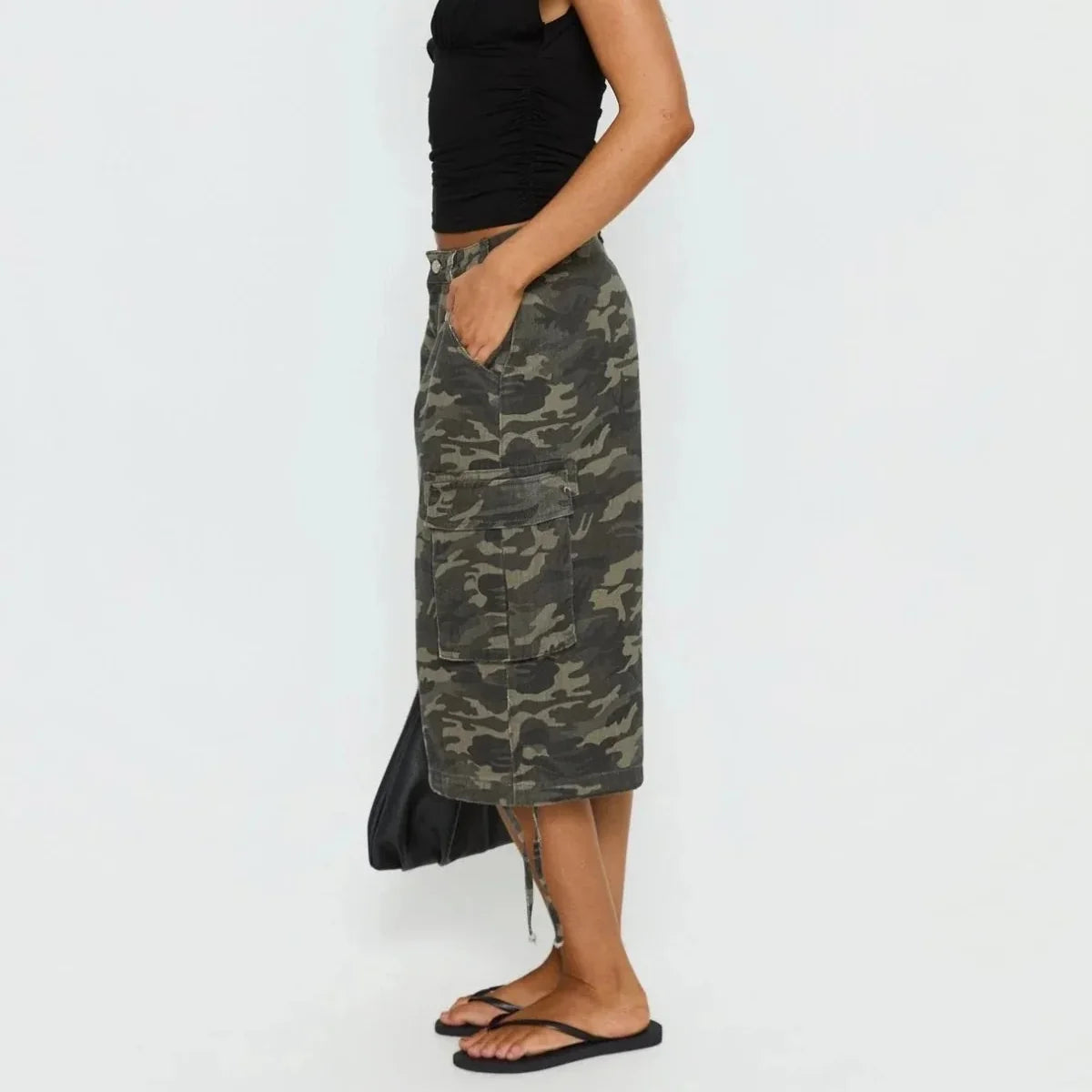 Women's Cargo Shorts Camo Wide-Leg Longline - Camo