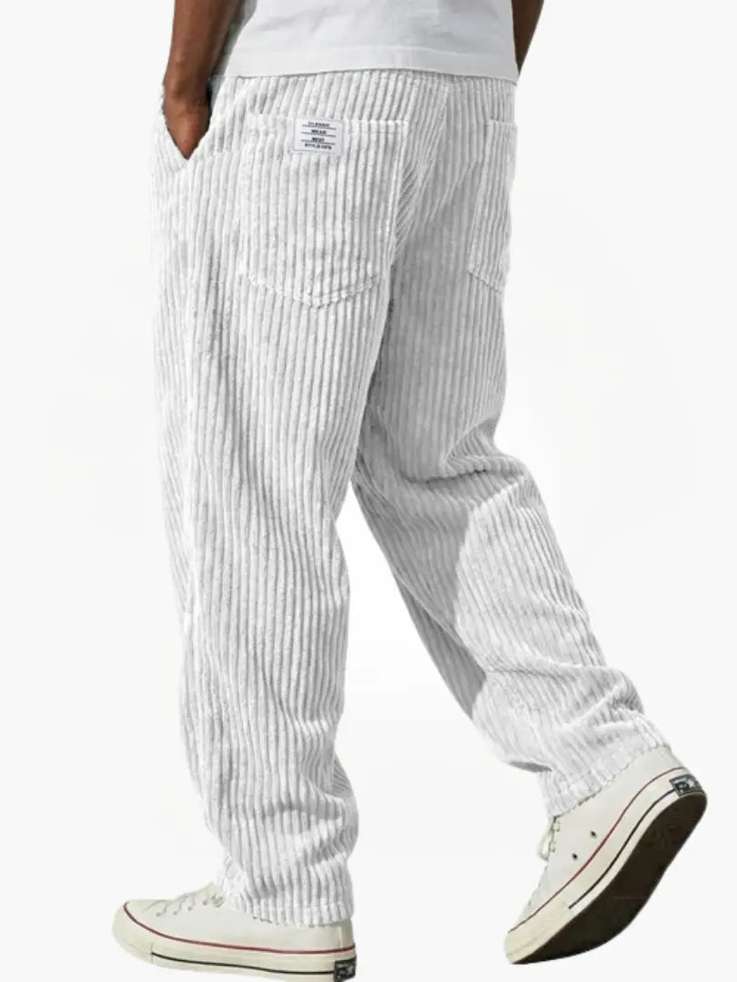 Men's Corduroy Trousers Relaxed Wide Leg - White