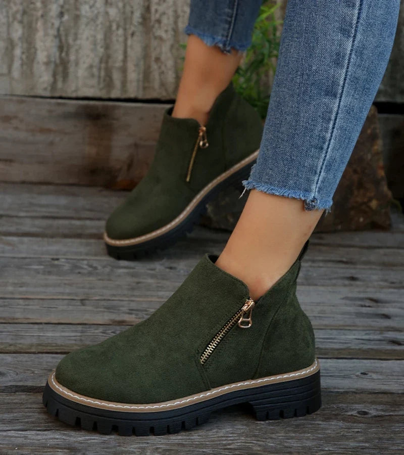 Women's ankle boots with side zips and chunky lug soles