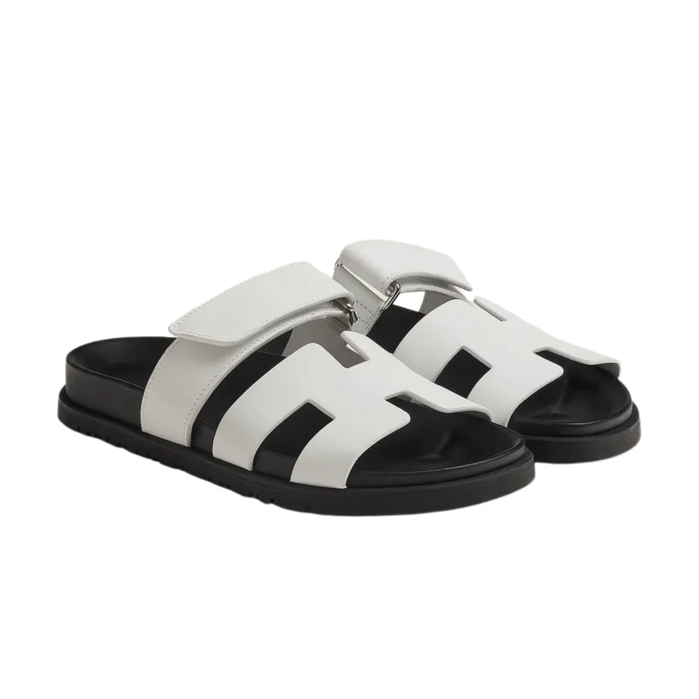 Women’s Leather Slide Sandals | Cut-Out Flat Mules