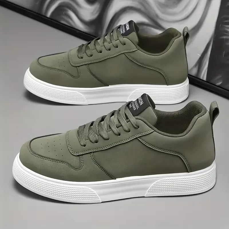 Low-top lace-up trainers with stitched panels and textured flat soles