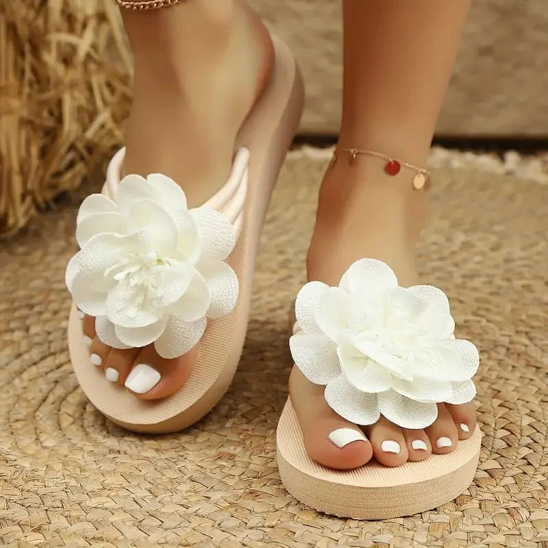 Women's Floral Slide Sandals Mid Heel