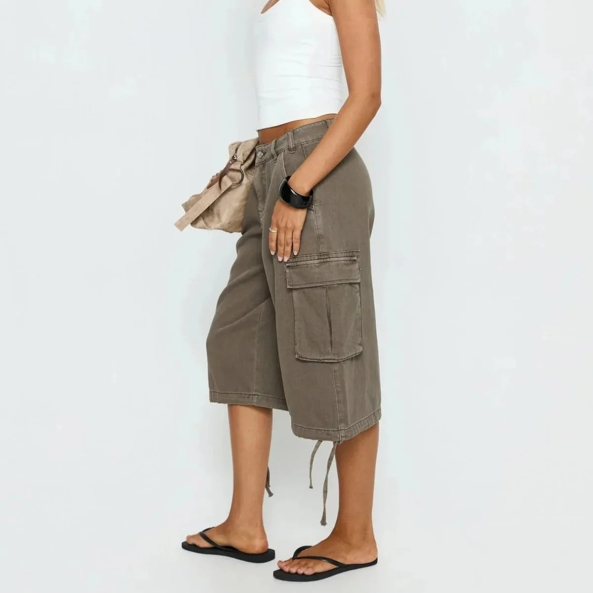 Women's Cargo Shorts Camo Wide-Leg Longline - Camo