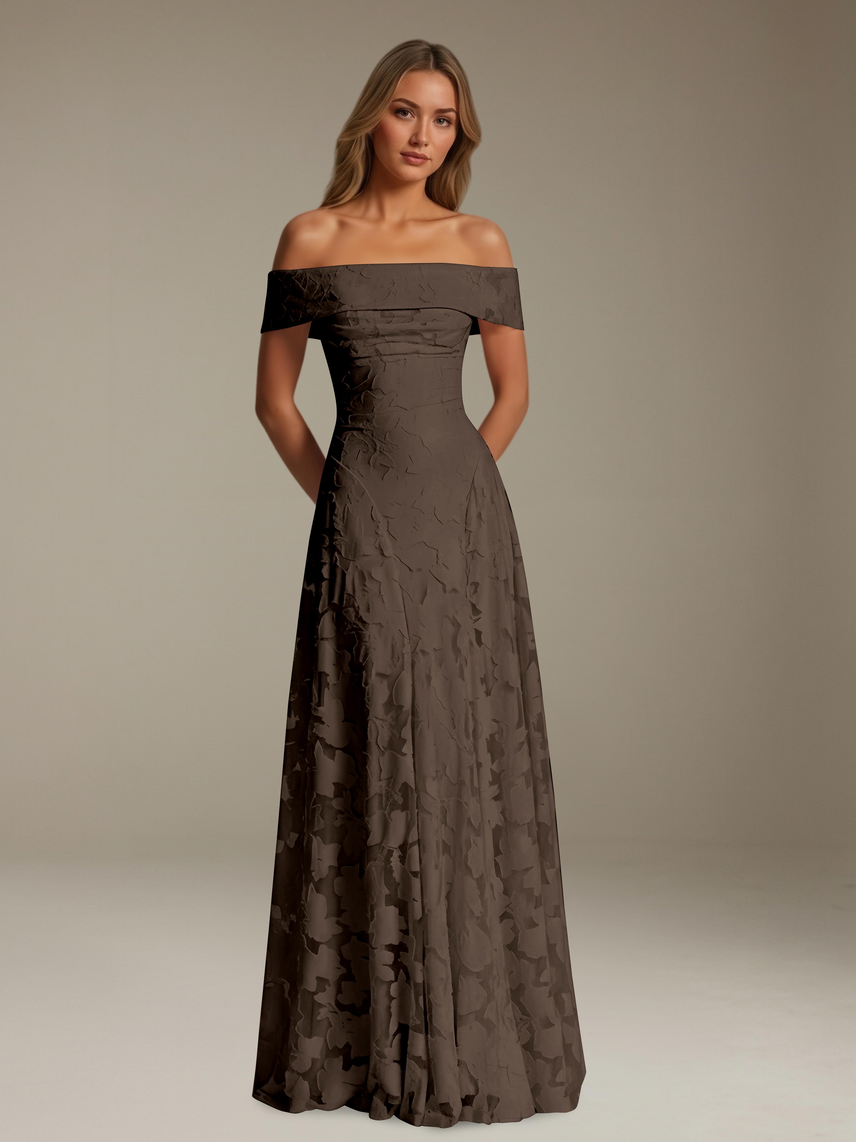 Women’s Off-Shoulder Floral Lace Maxi Dress | A-Line Occasion Gown
