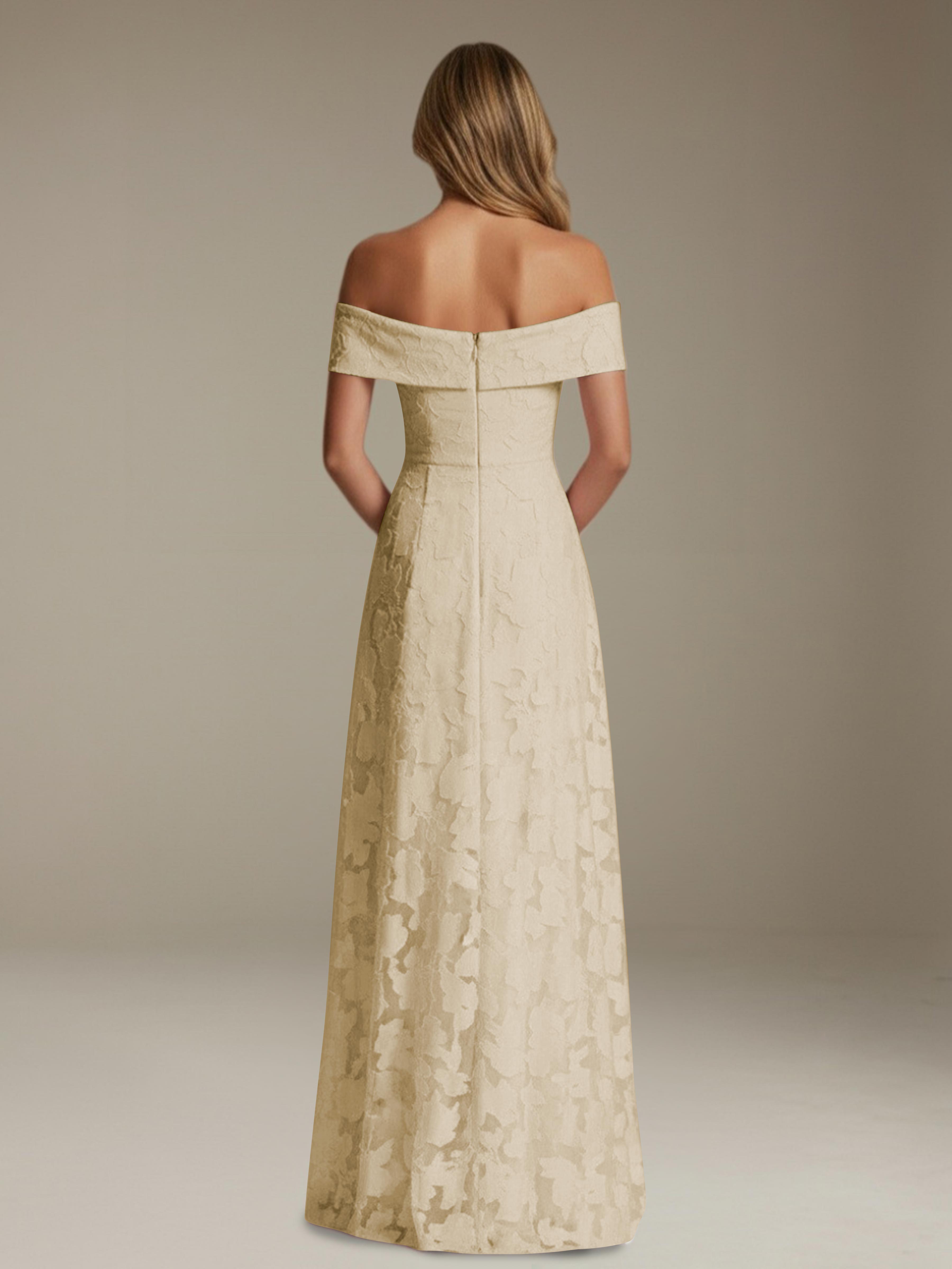 Women’s Off-Shoulder Floral Lace Maxi Dress | A-Line Occasion Gown