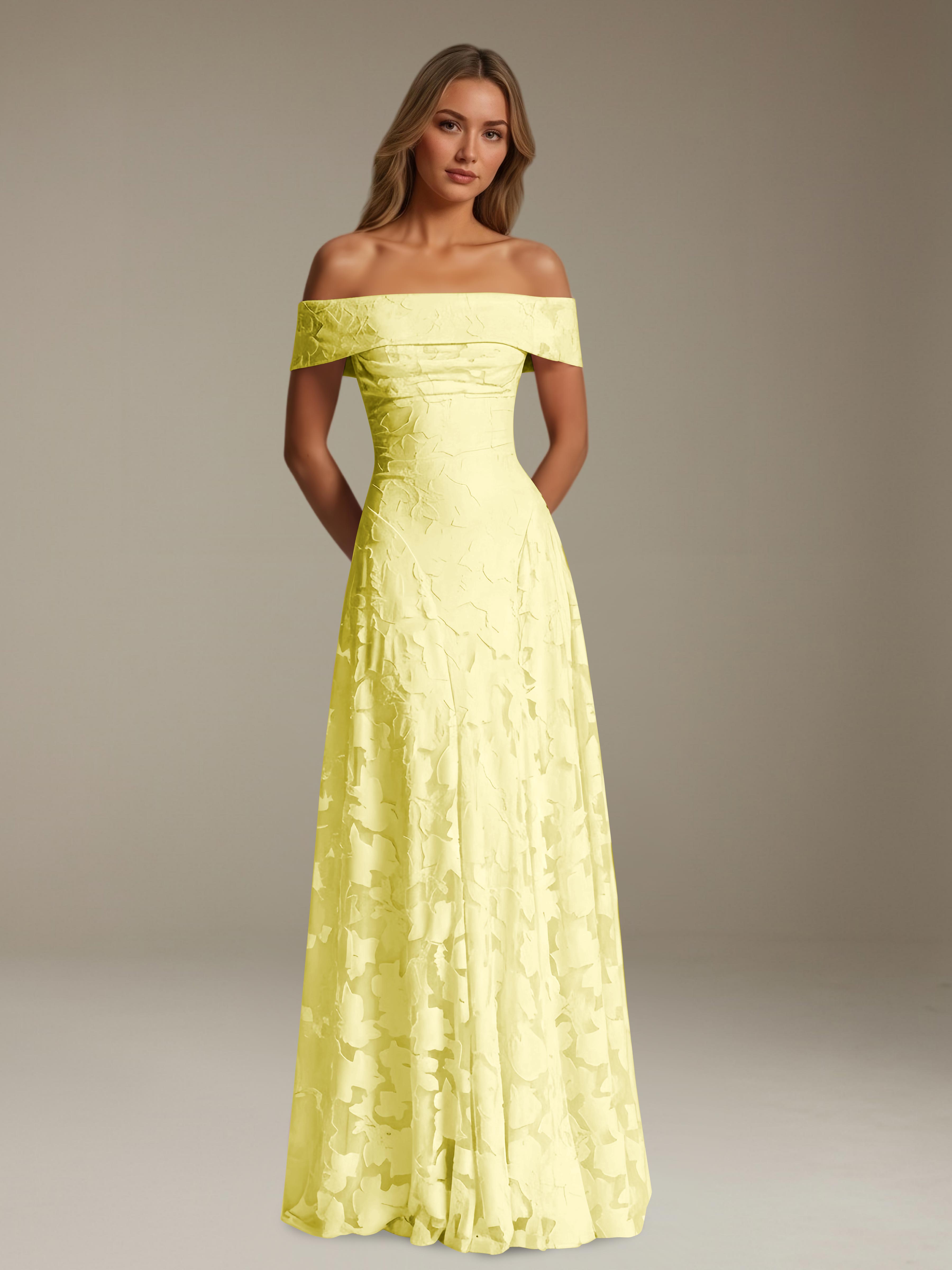 Women’s Off-Shoulder Floral Lace Maxi Dress | A-Line Occasion Gown