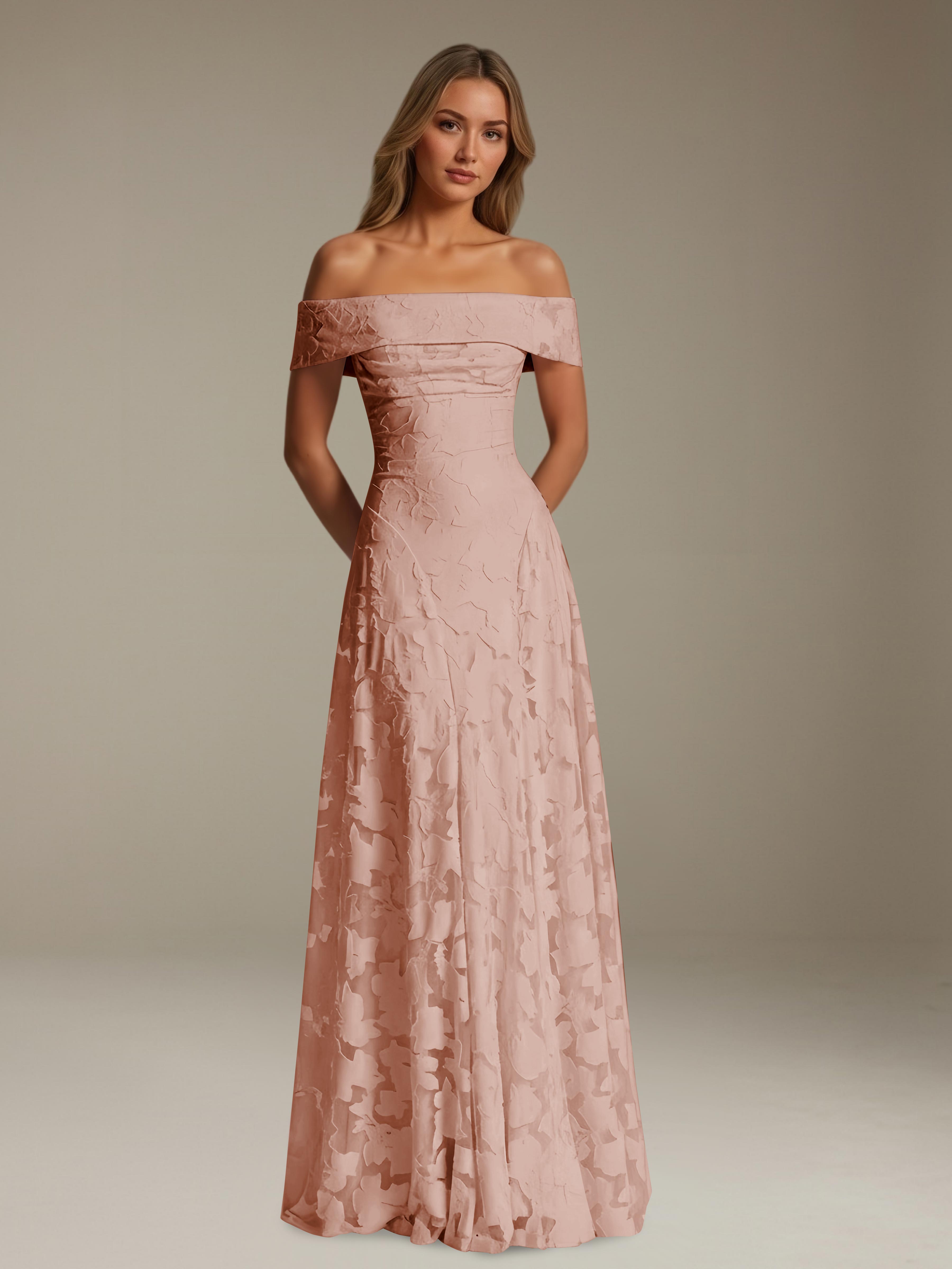 Women’s Off-Shoulder Floral Lace Maxi Dress | A-Line Occasion Gown