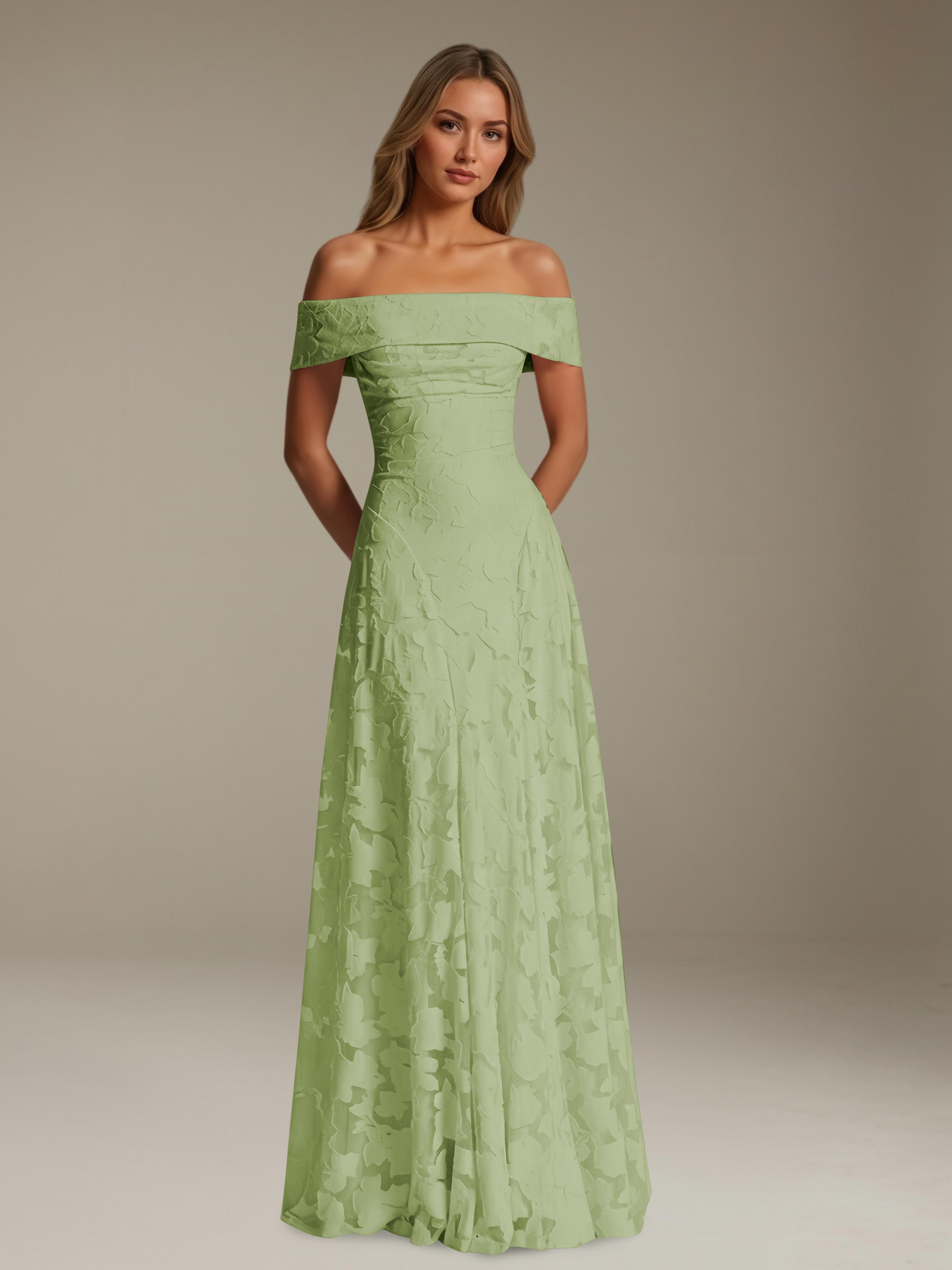 Women’s Off-Shoulder Floral Lace Maxi Dress | A-Line Occasion Gown