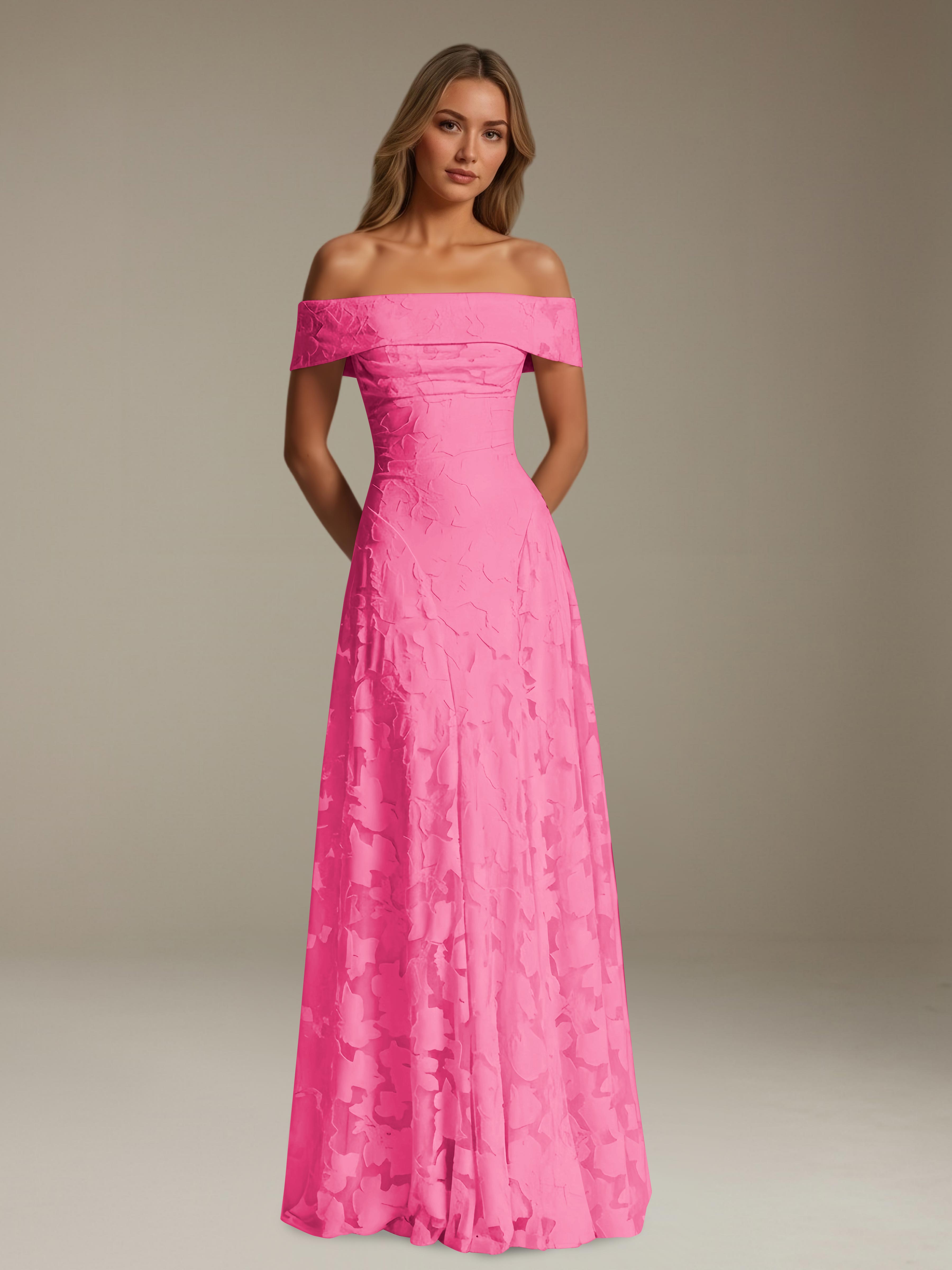 Women’s Off-Shoulder Floral Lace Maxi Dress | A-Line Occasion Gown