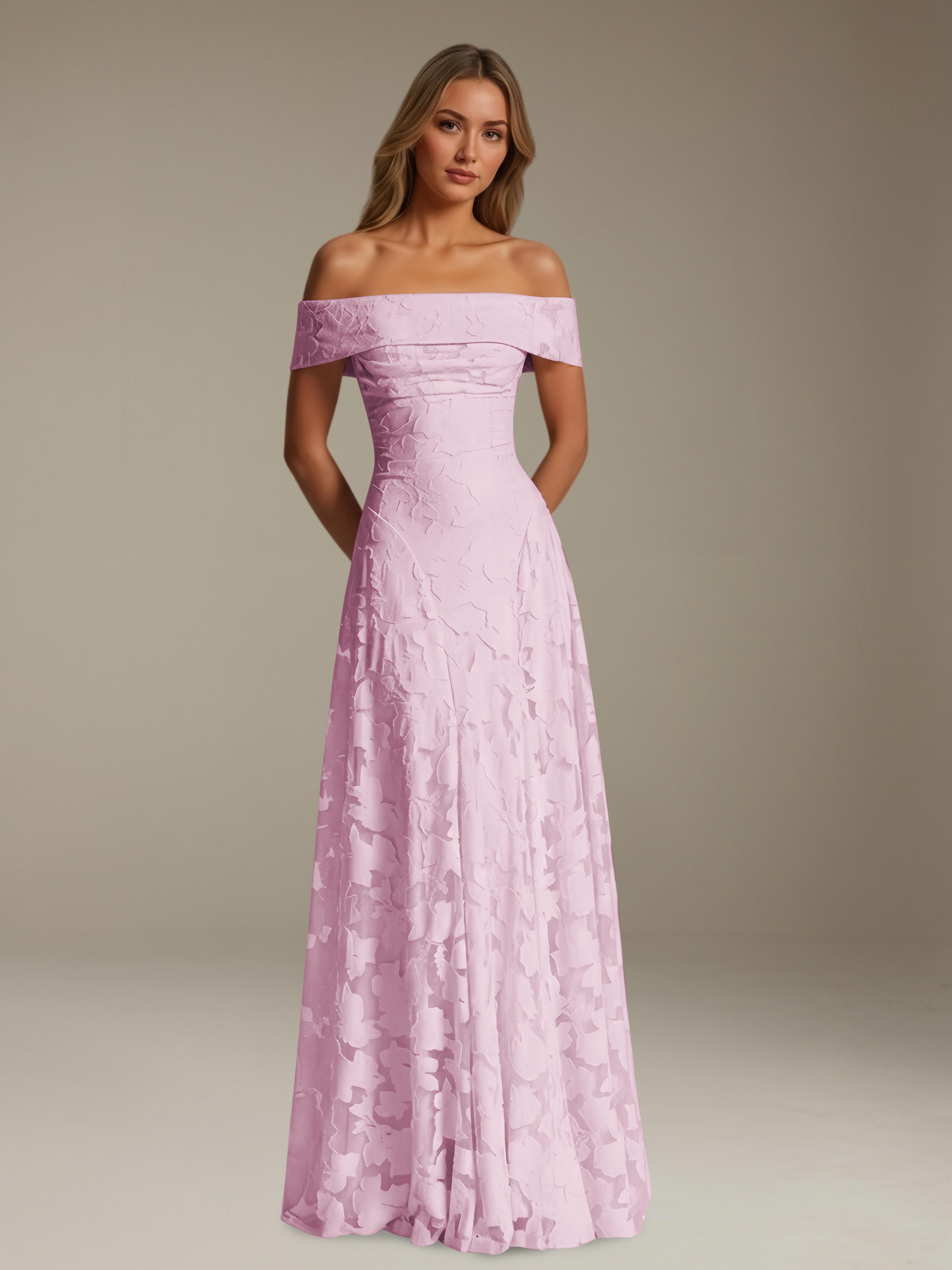 Women’s Off-Shoulder Floral Lace Maxi Dress | A-Line Occasion Gown