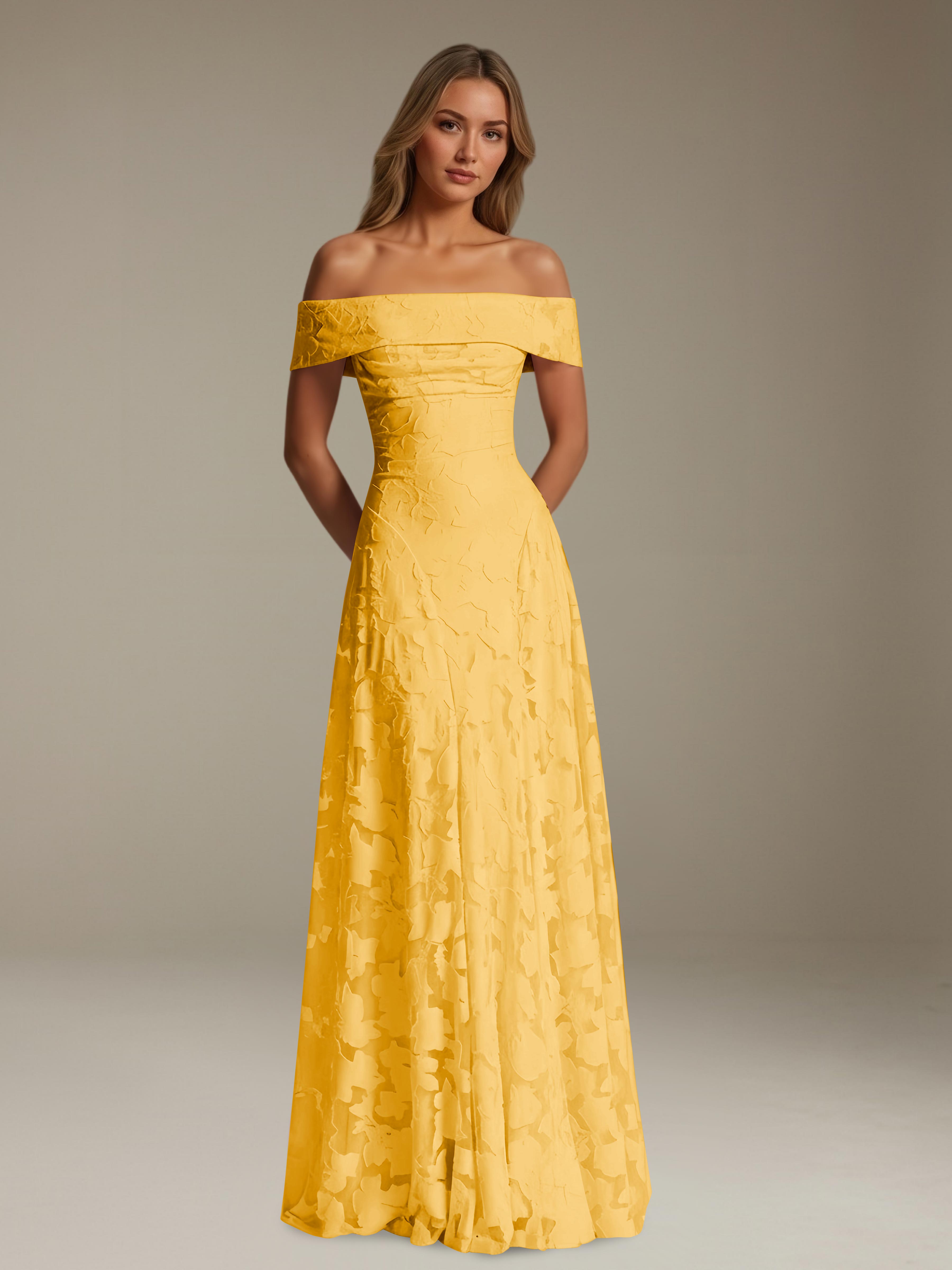 Women’s Off-Shoulder Floral Lace Maxi Dress | A-Line Occasion Gown
