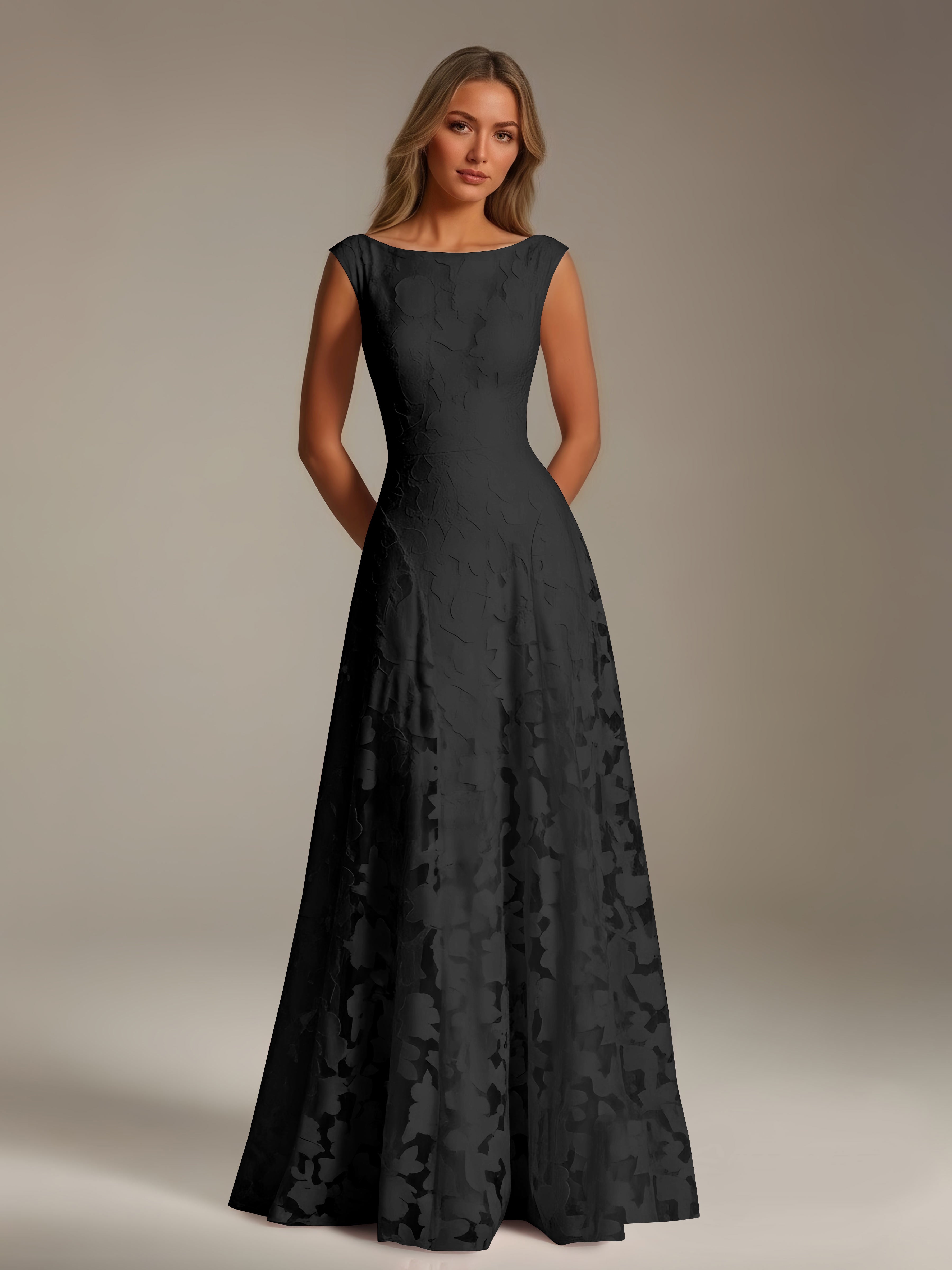 Women’s Floral Lace A-Line Maxi Dress | Scoop Neck Lace-Up Evening