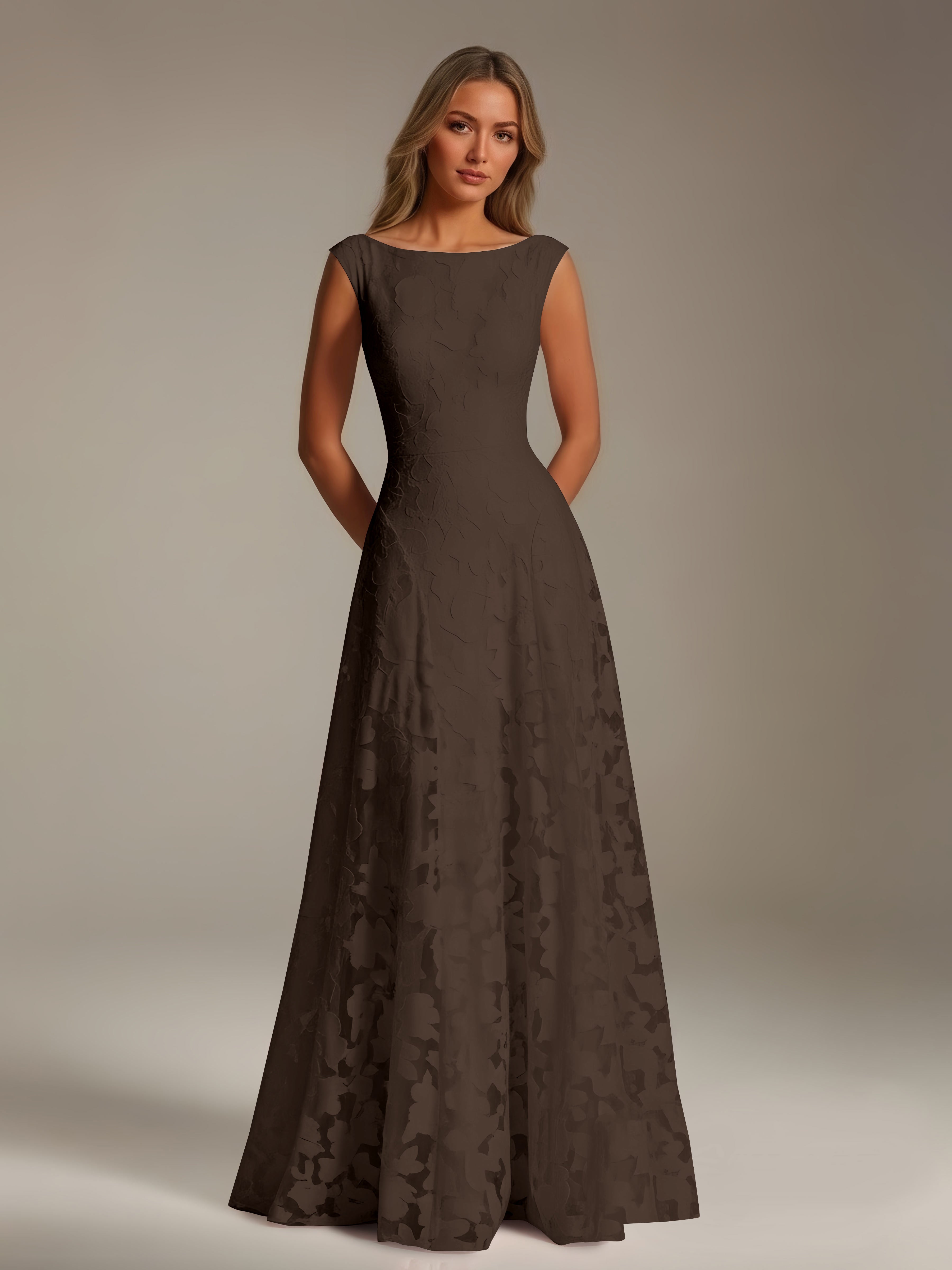 Women’s Floral Lace A-Line Maxi Dress | Scoop Neck Lace-Up Evening