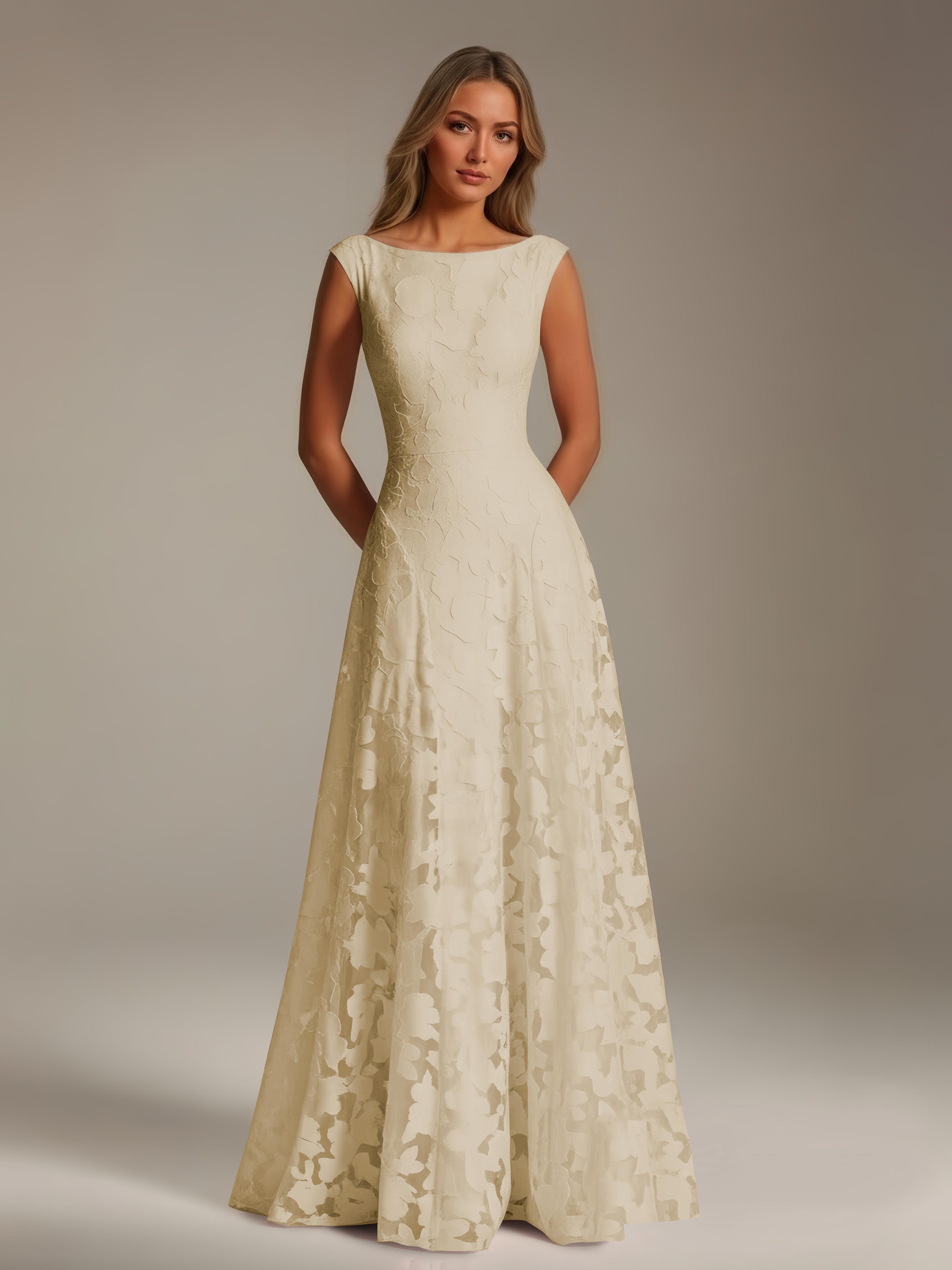 Women’s Floral Lace A-Line Maxi Dress | Scoop Neck Lace-Up Evening