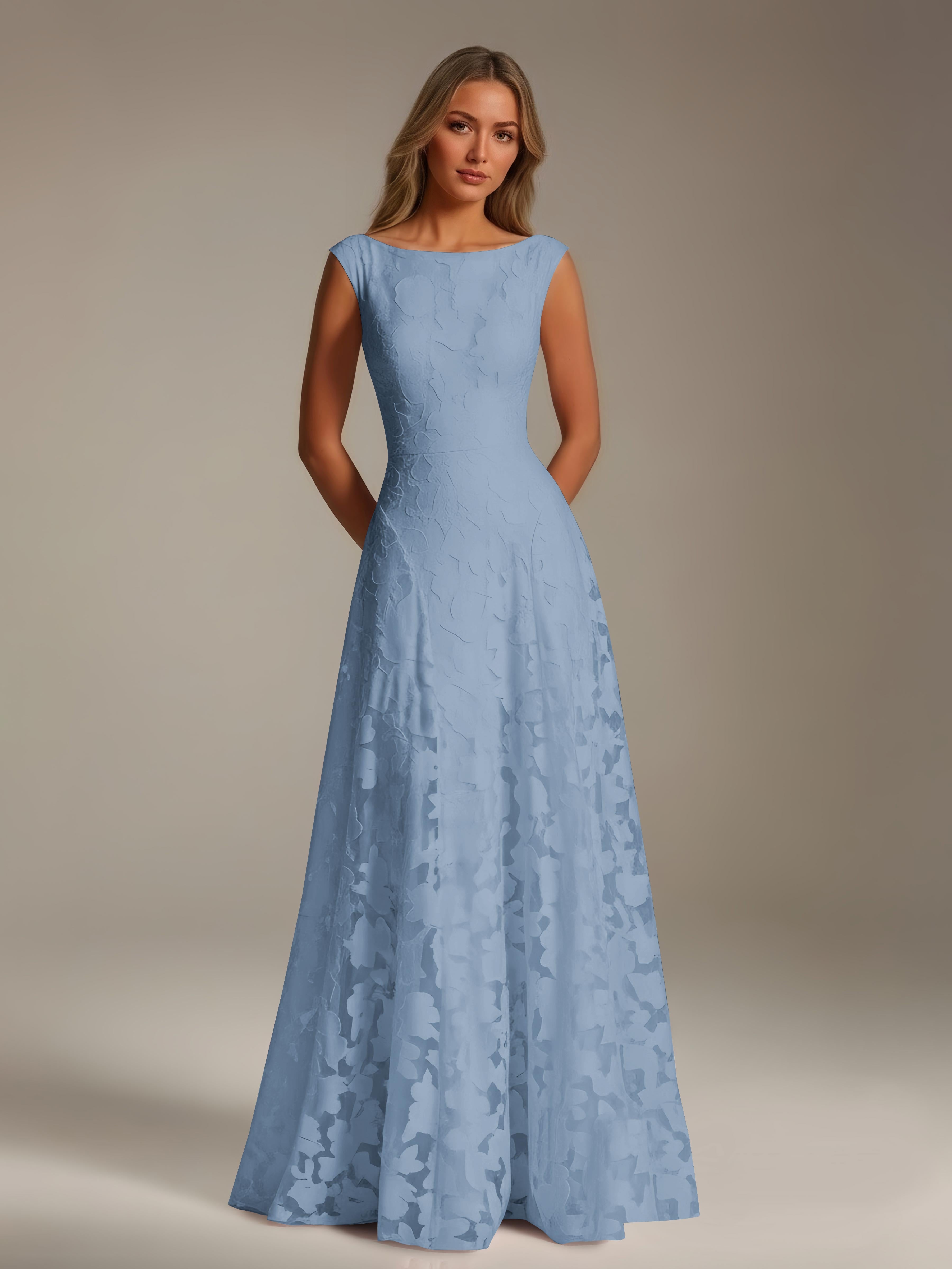 Women’s Floral Lace A-Line Maxi Dress | Scoop Neck Lace-Up Evening