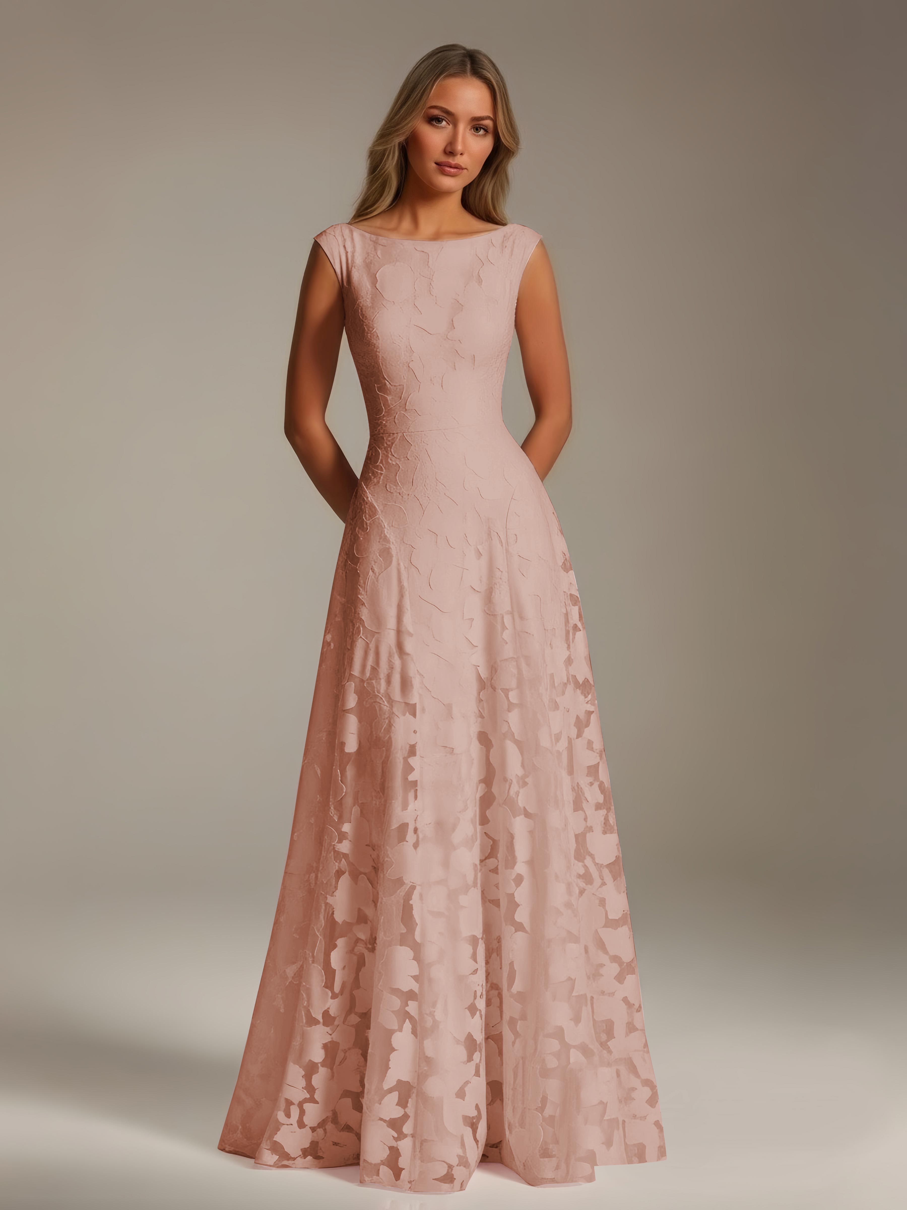 Women’s Floral Lace A-Line Maxi Dress | Scoop Neck Lace-Up Evening