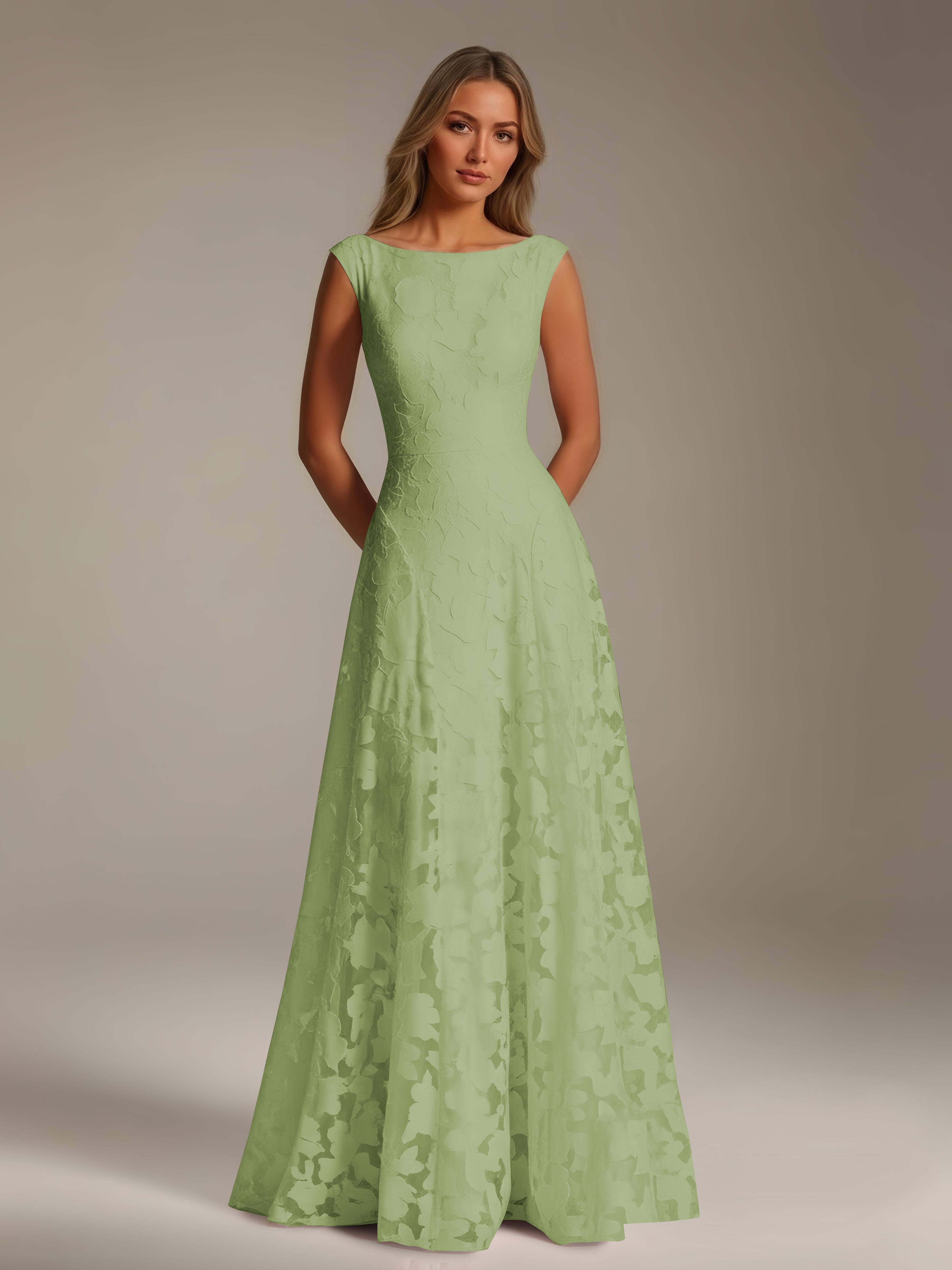 Women’s Floral Lace A-Line Maxi Dress | Scoop Neck Lace-Up Evening