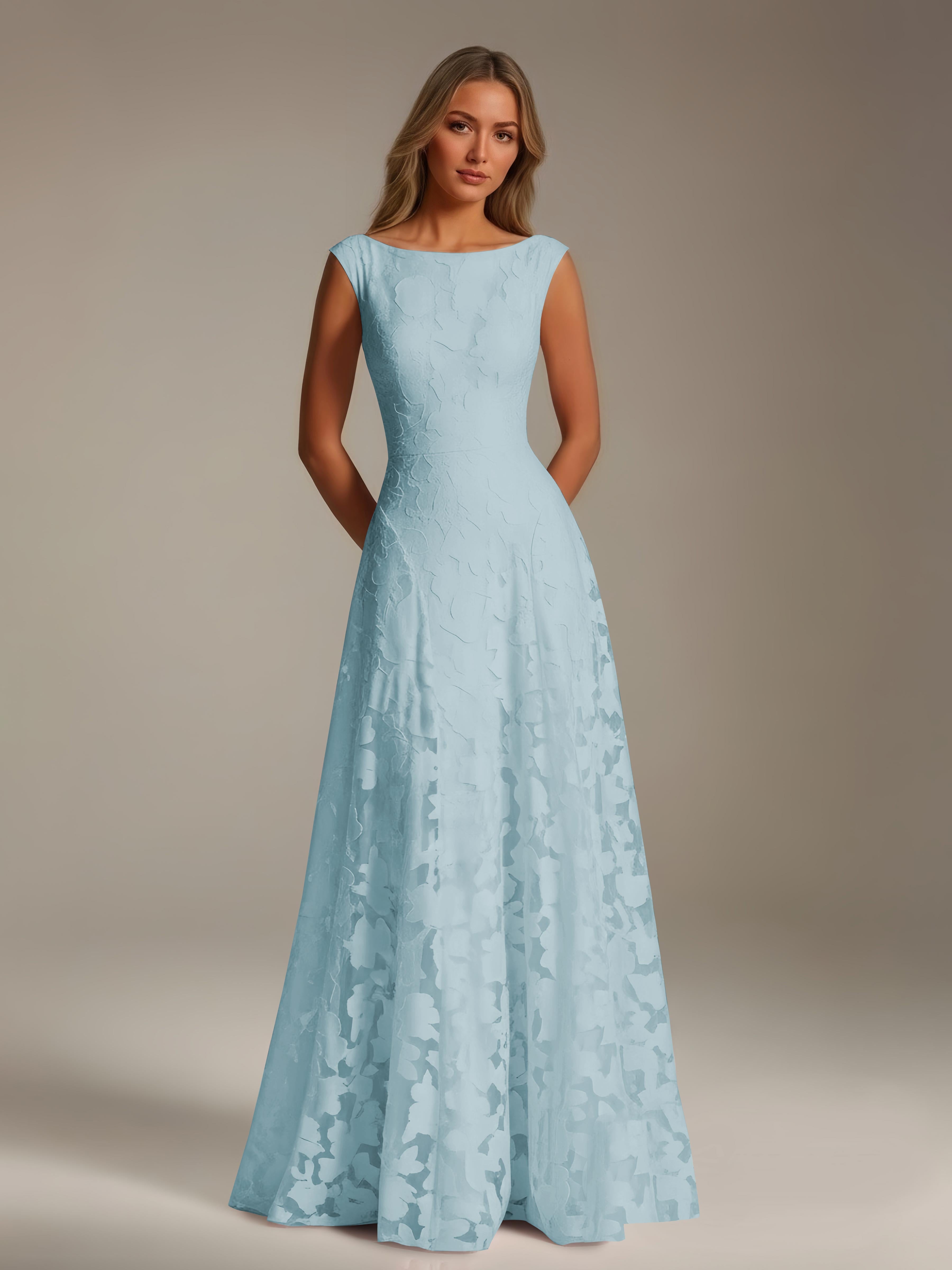 Women’s Floral Lace A-Line Maxi Dress | Scoop Neck Lace-Up Evening