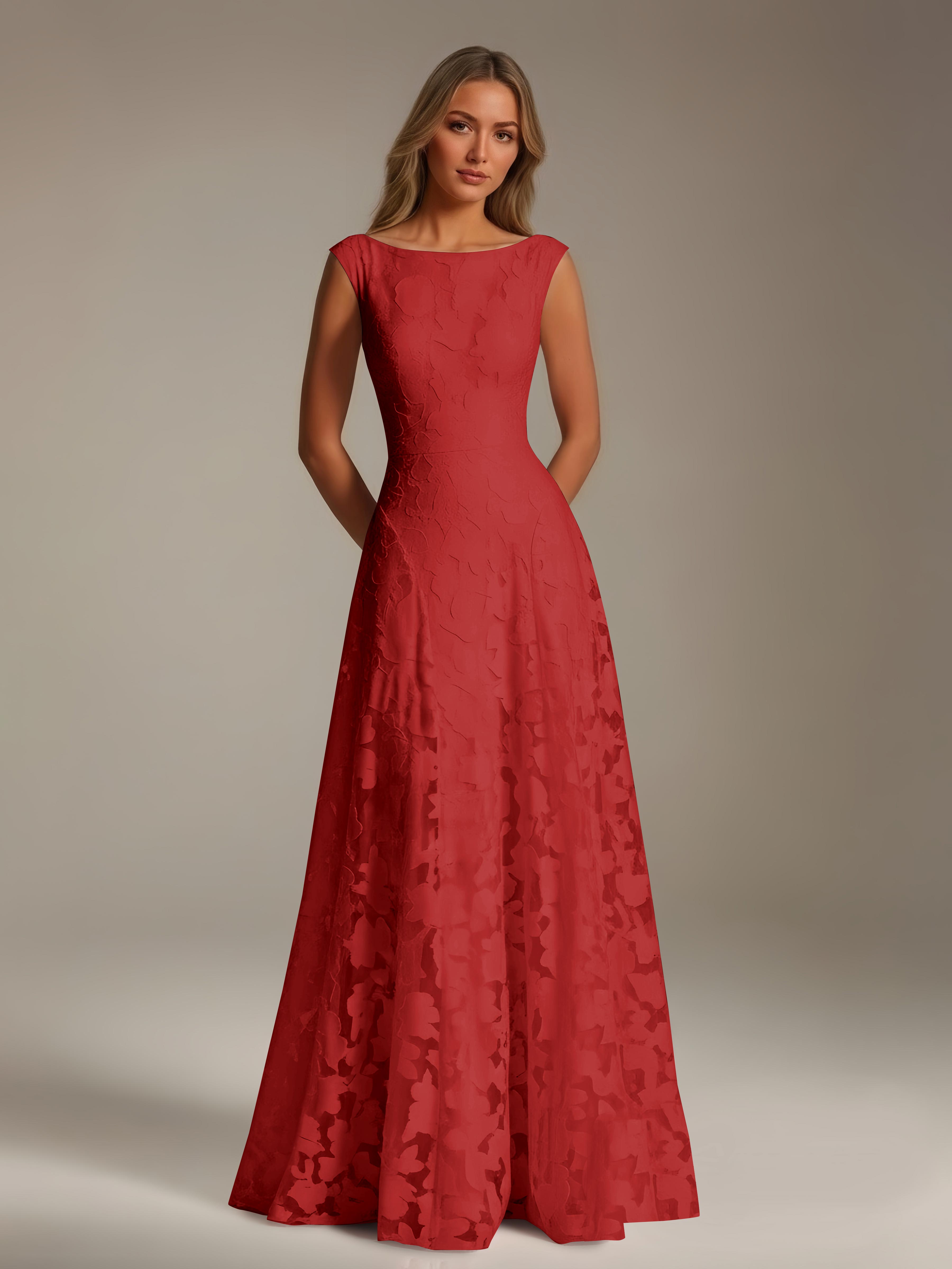 Women’s Floral Lace A-Line Maxi Dress | Scoop Neck Lace-Up Evening