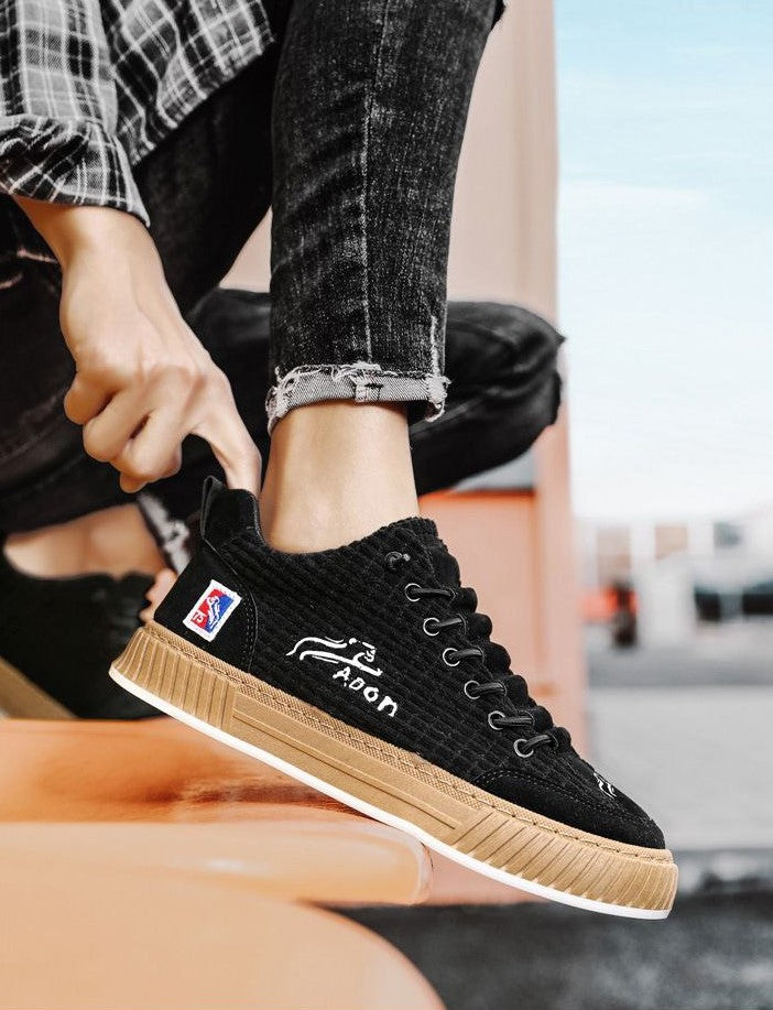 Men's Canvas Trainers Quilted Low-Top Gum Sole