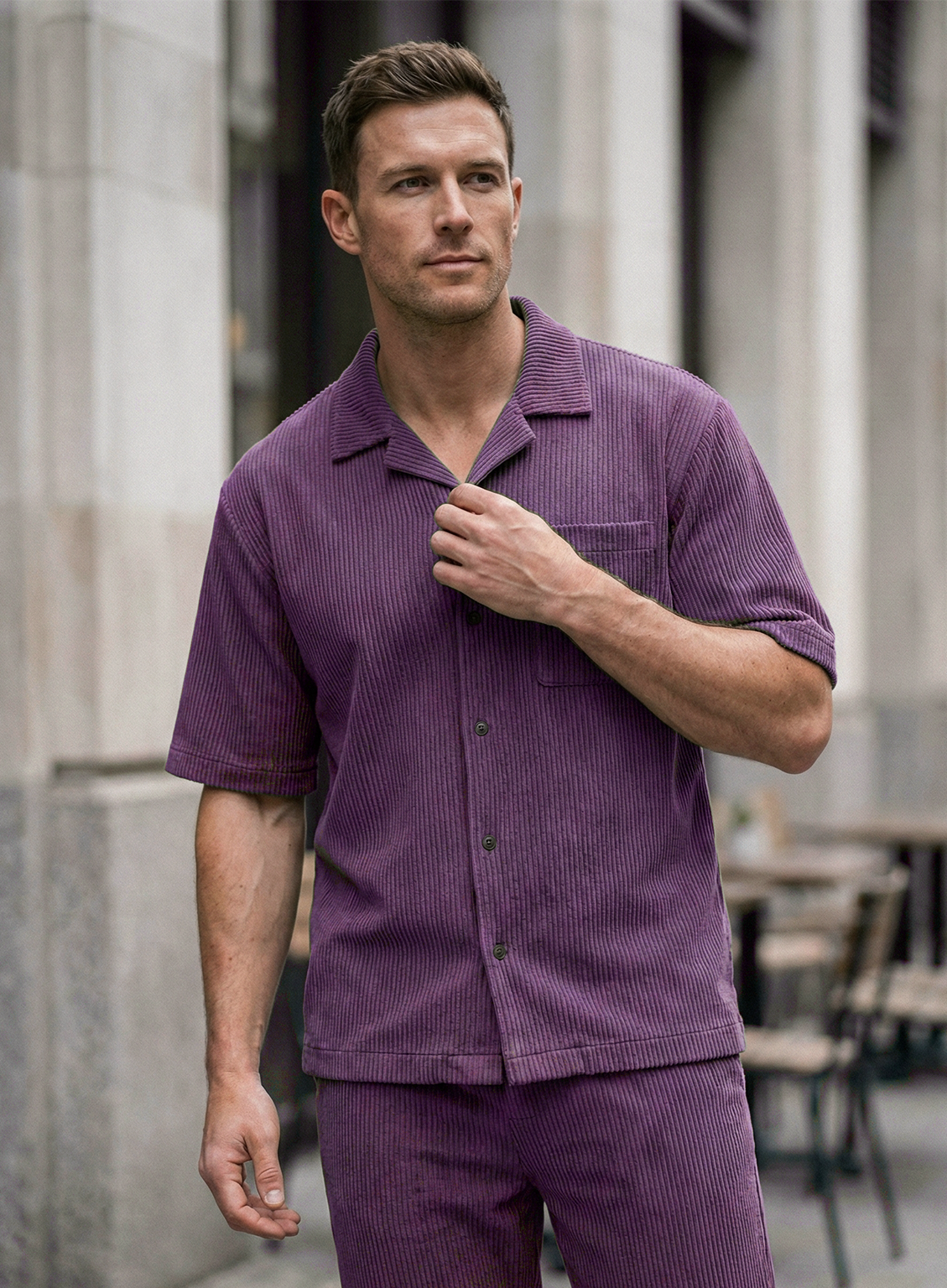 Men’s Ribbed Lounge Set | Nathan – Eggplant Purple