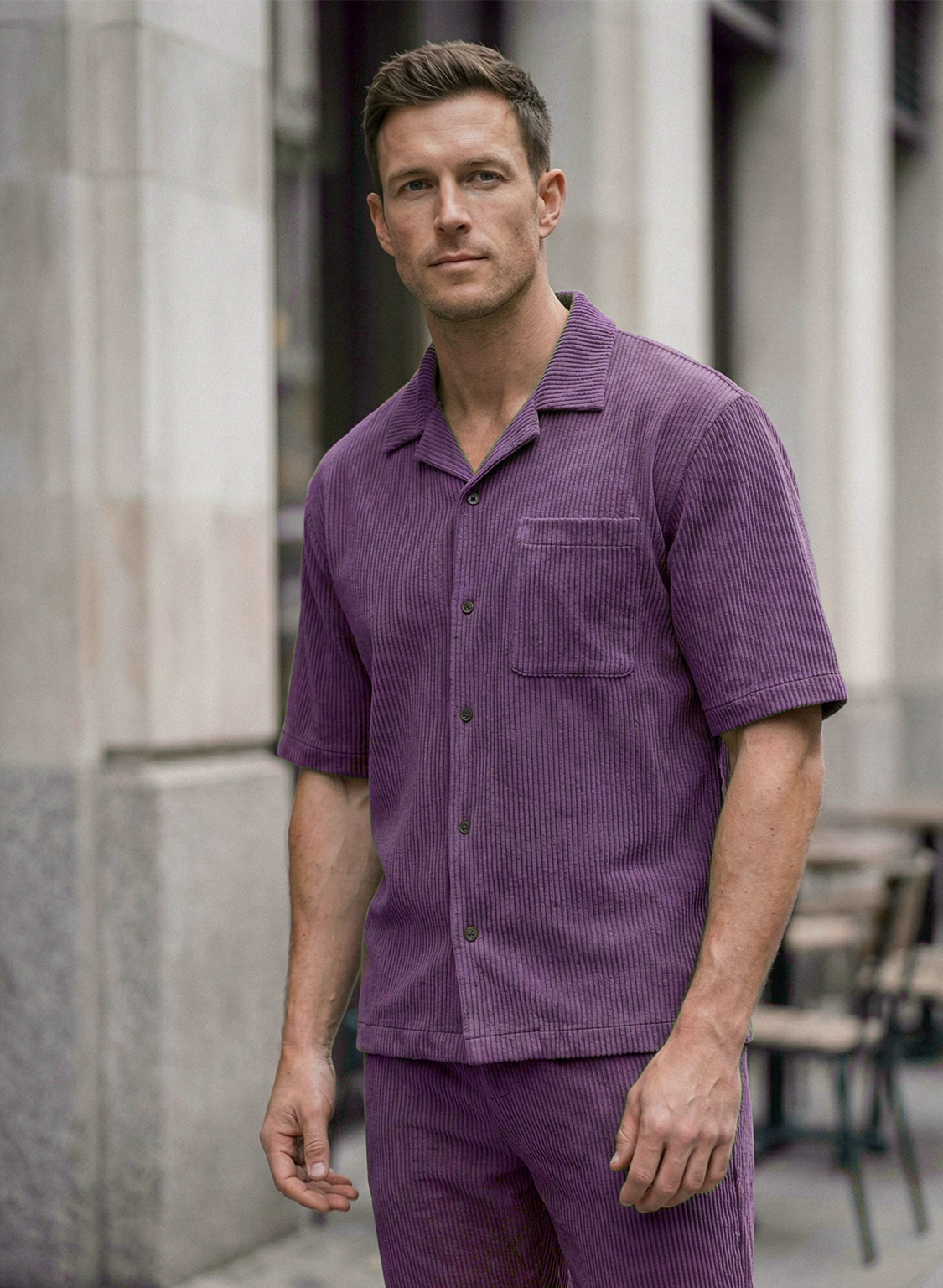 Men’s Ribbed Lounge Set | Nathan – Eggplant Purple